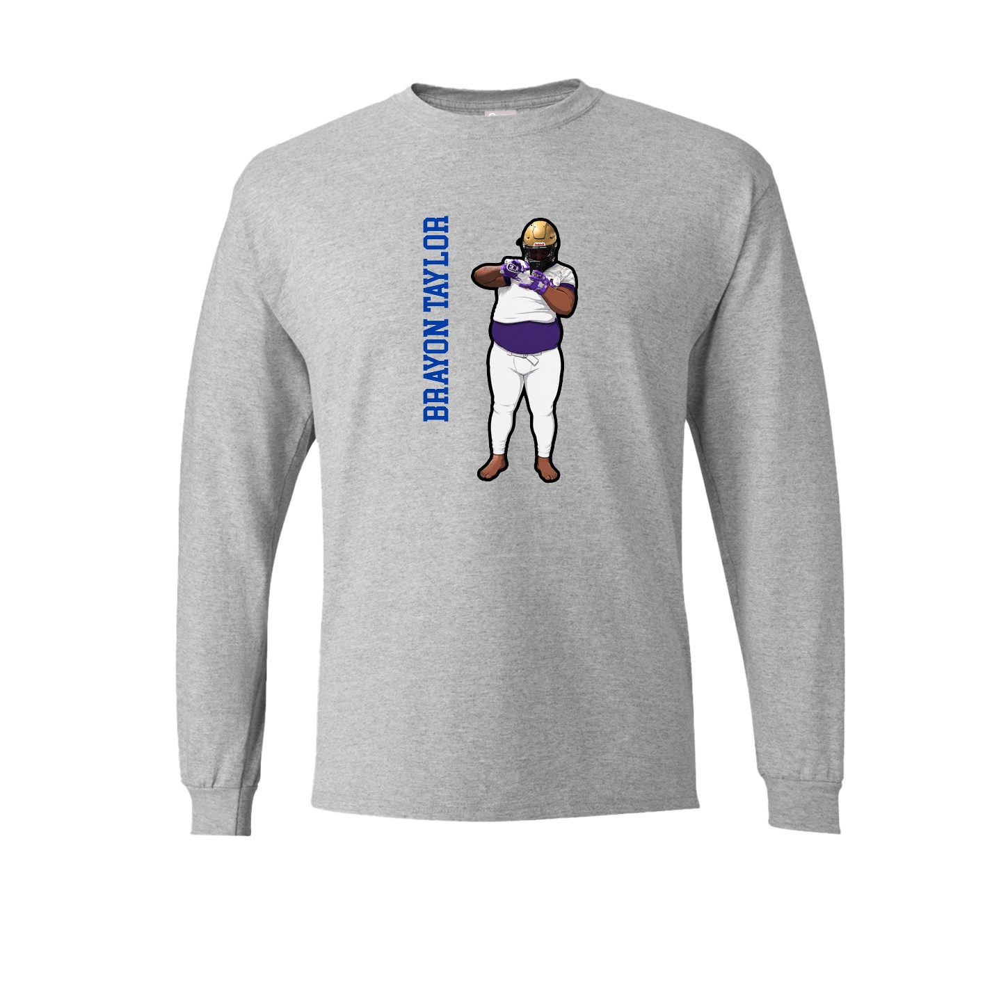 Long Sleeve Tee — Name Vertical in Grey