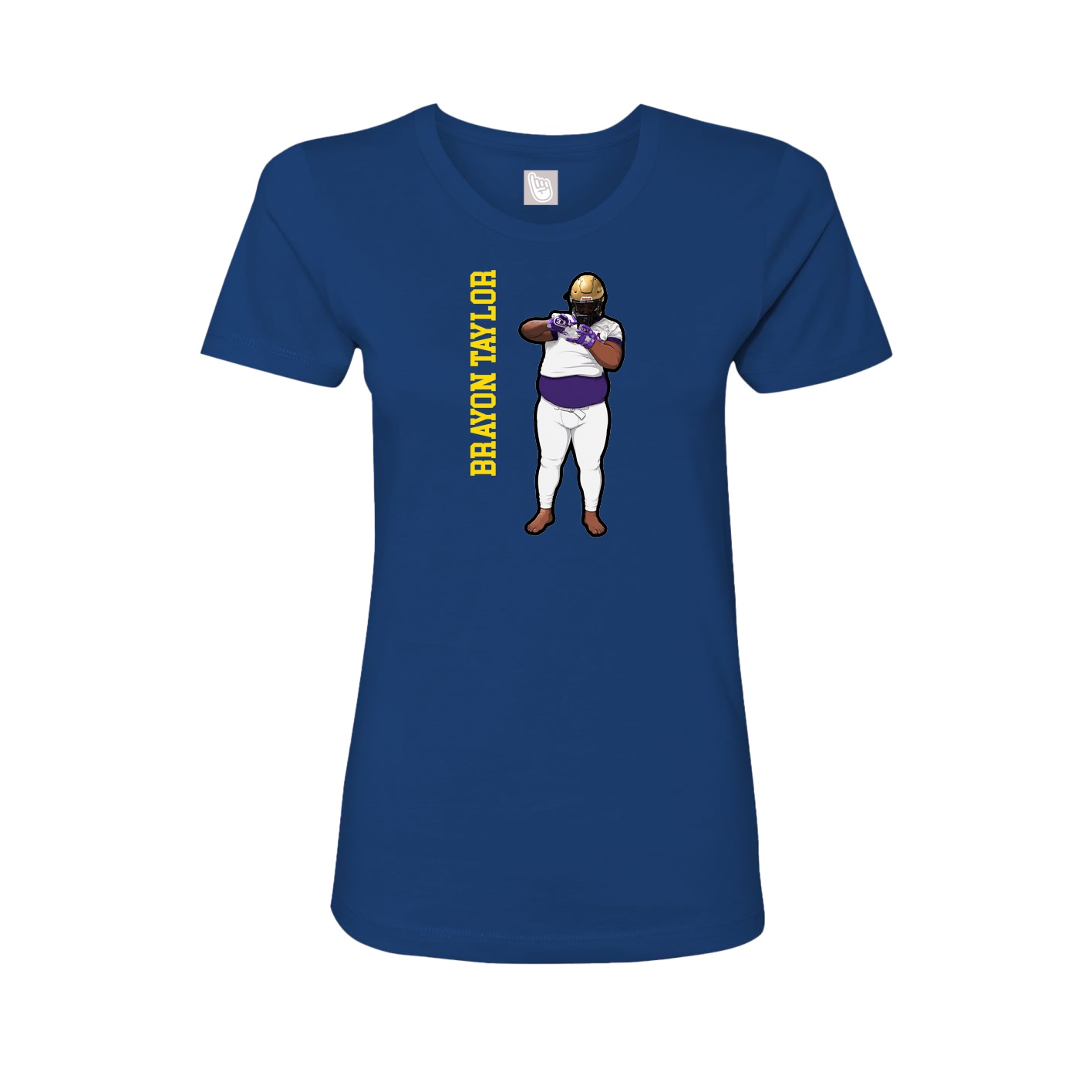 Fitted Women's Tee — Name Vertical in Royal