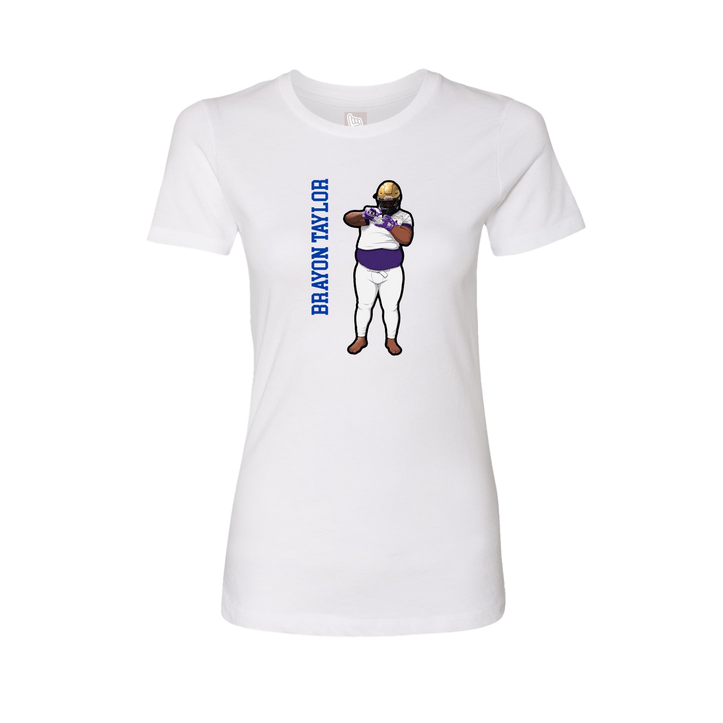 Fitted Women's Tee — Name Vertical in White