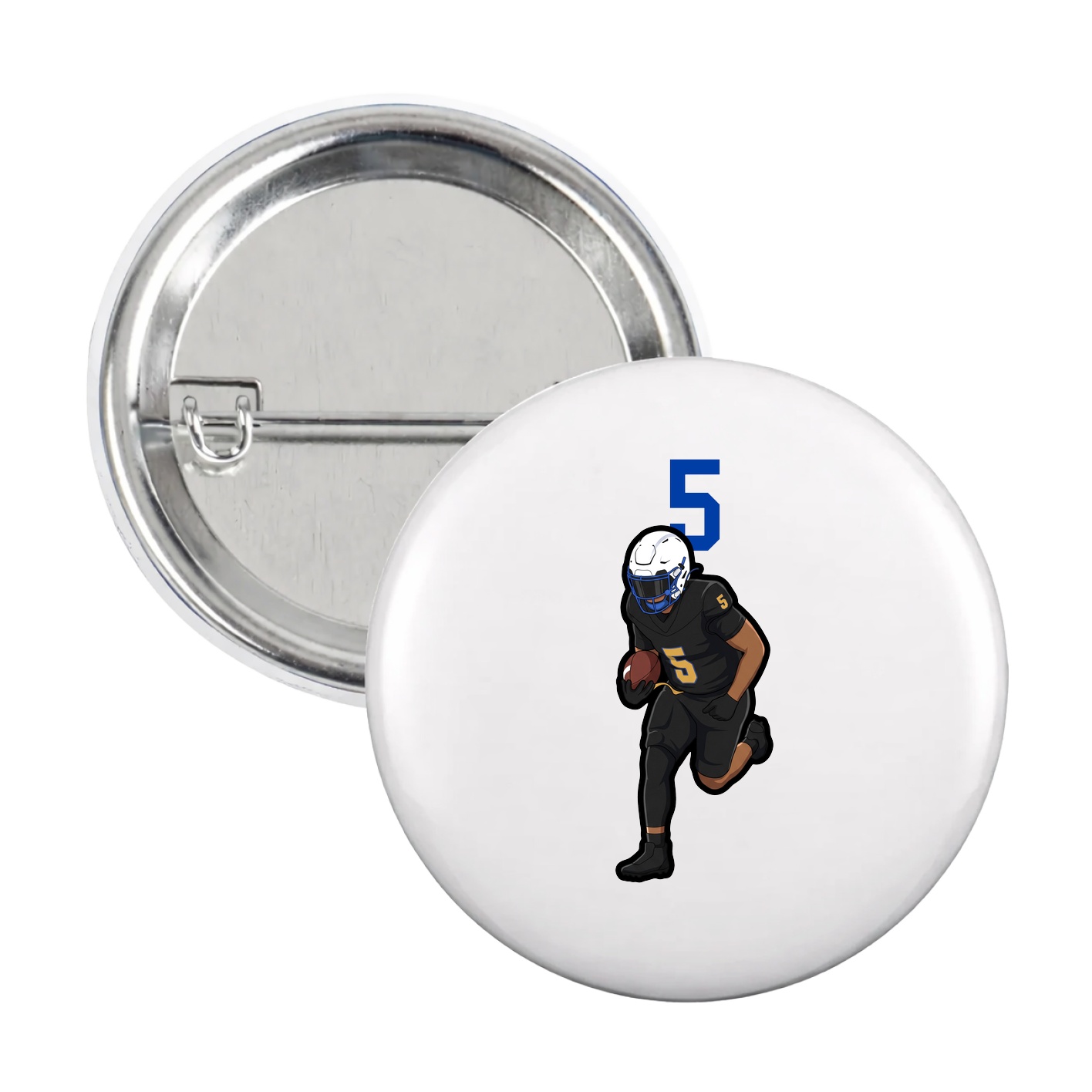 Game Day Button — Number Top in White