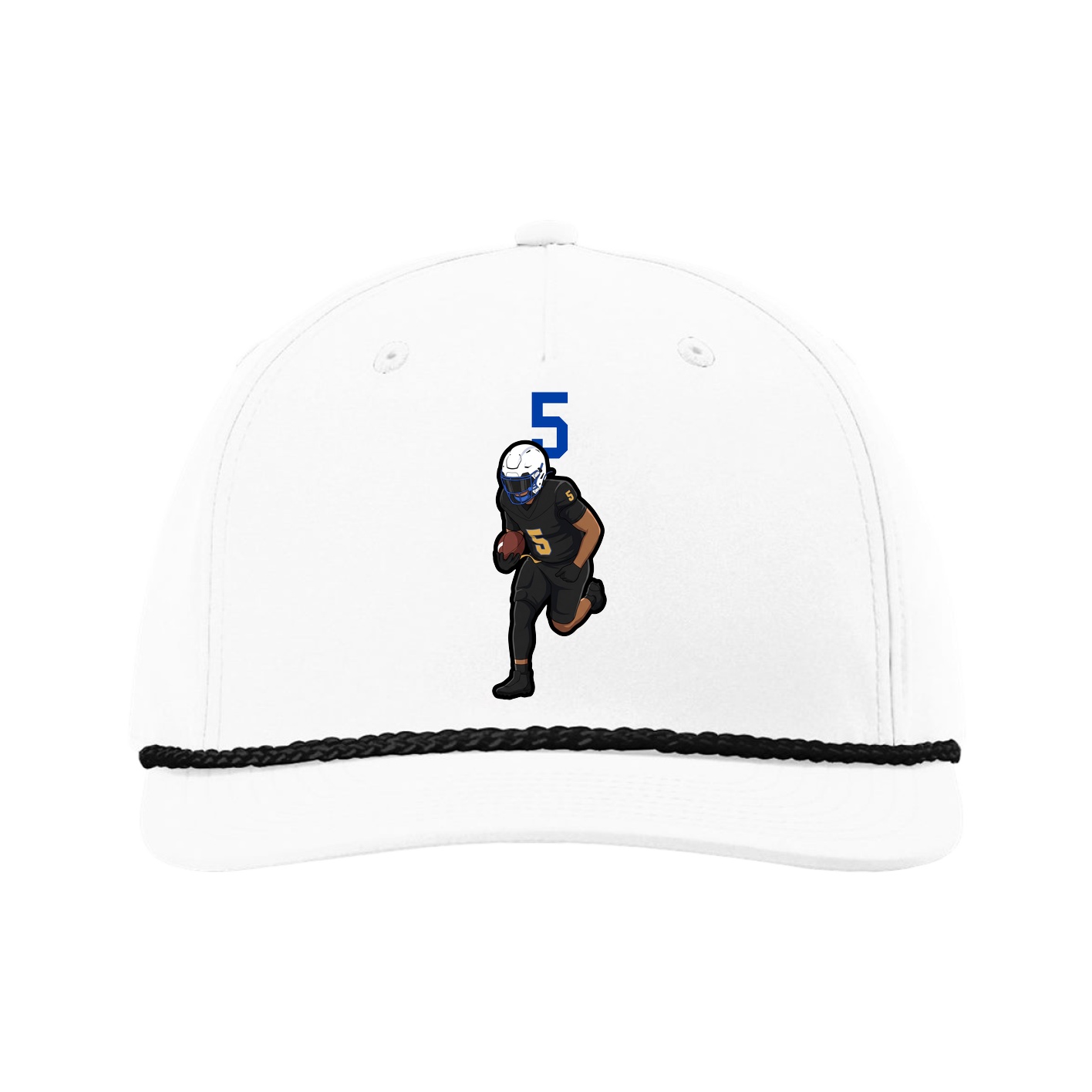 Five-Panel Classic Rope Cap — Number Top in White