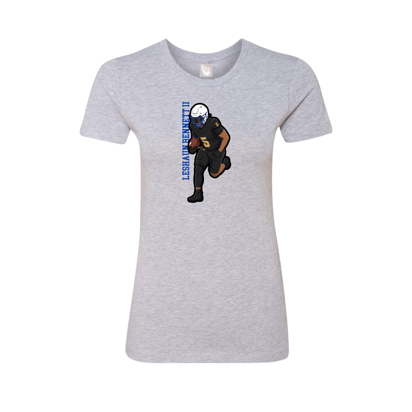 Fitted Women's Tee — Name Vertical in Grey