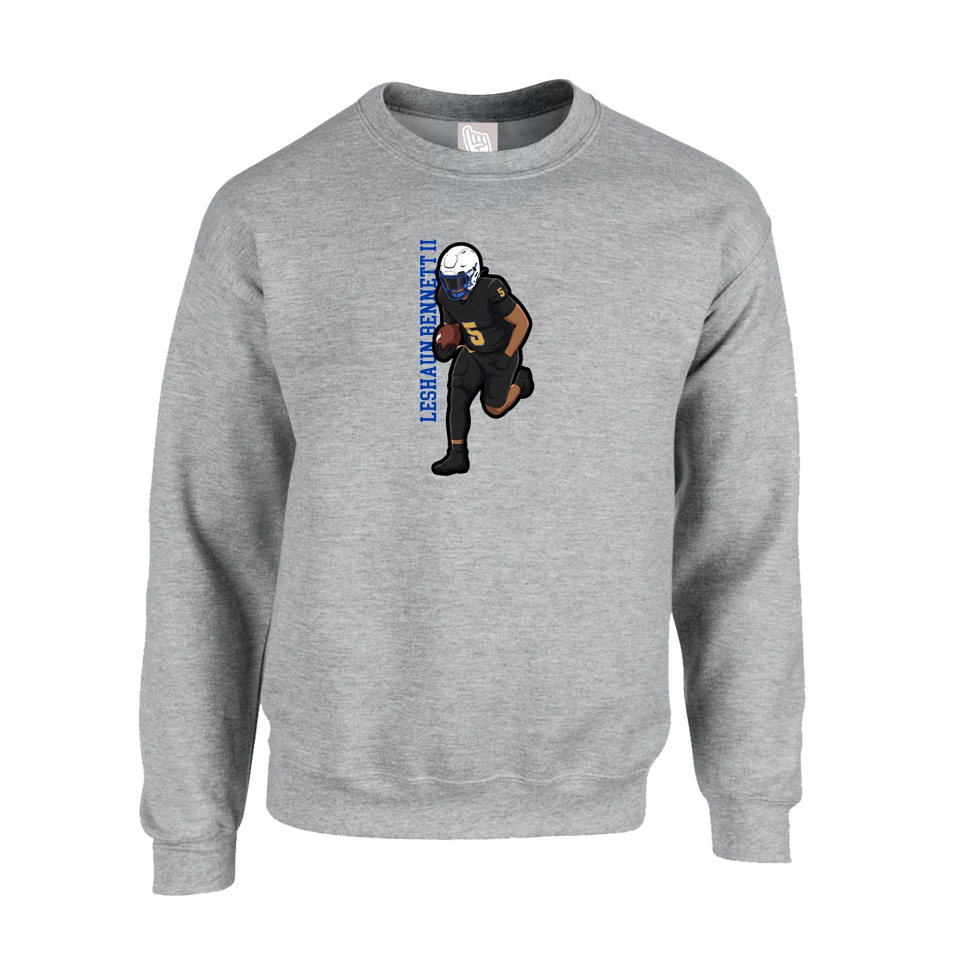 Fleece Crew — Name Vertical in Grey