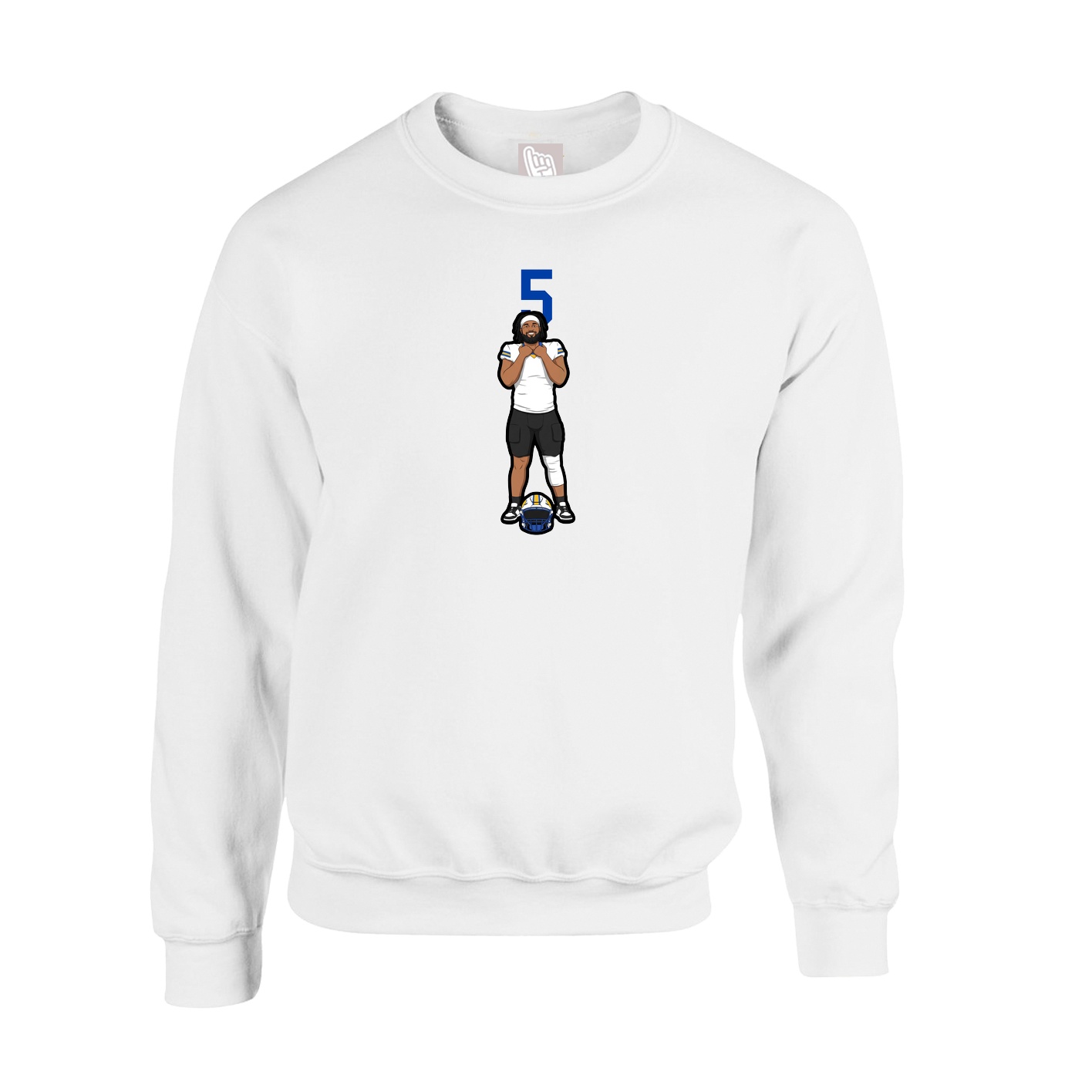 Fleece Crew — Number Top in White