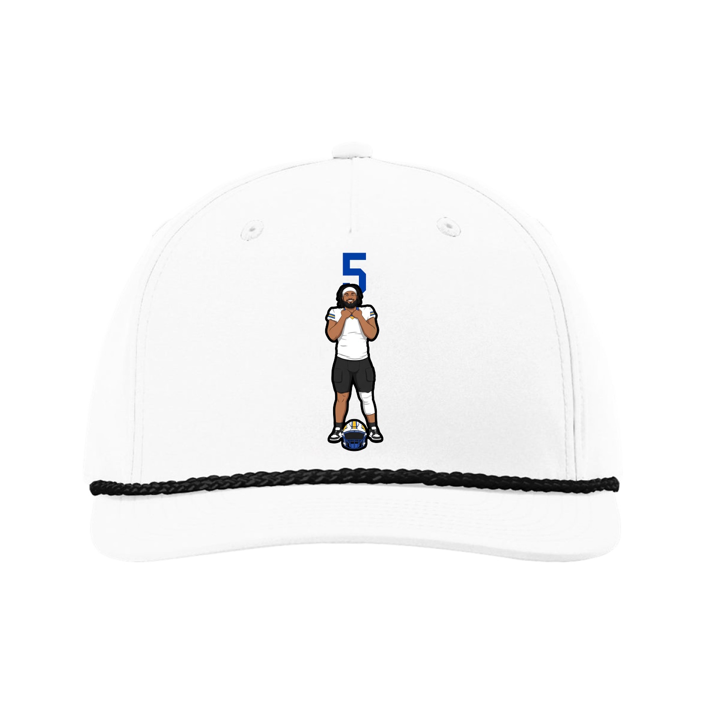 Five-Panel Classic Rope Cap — Number Top in White