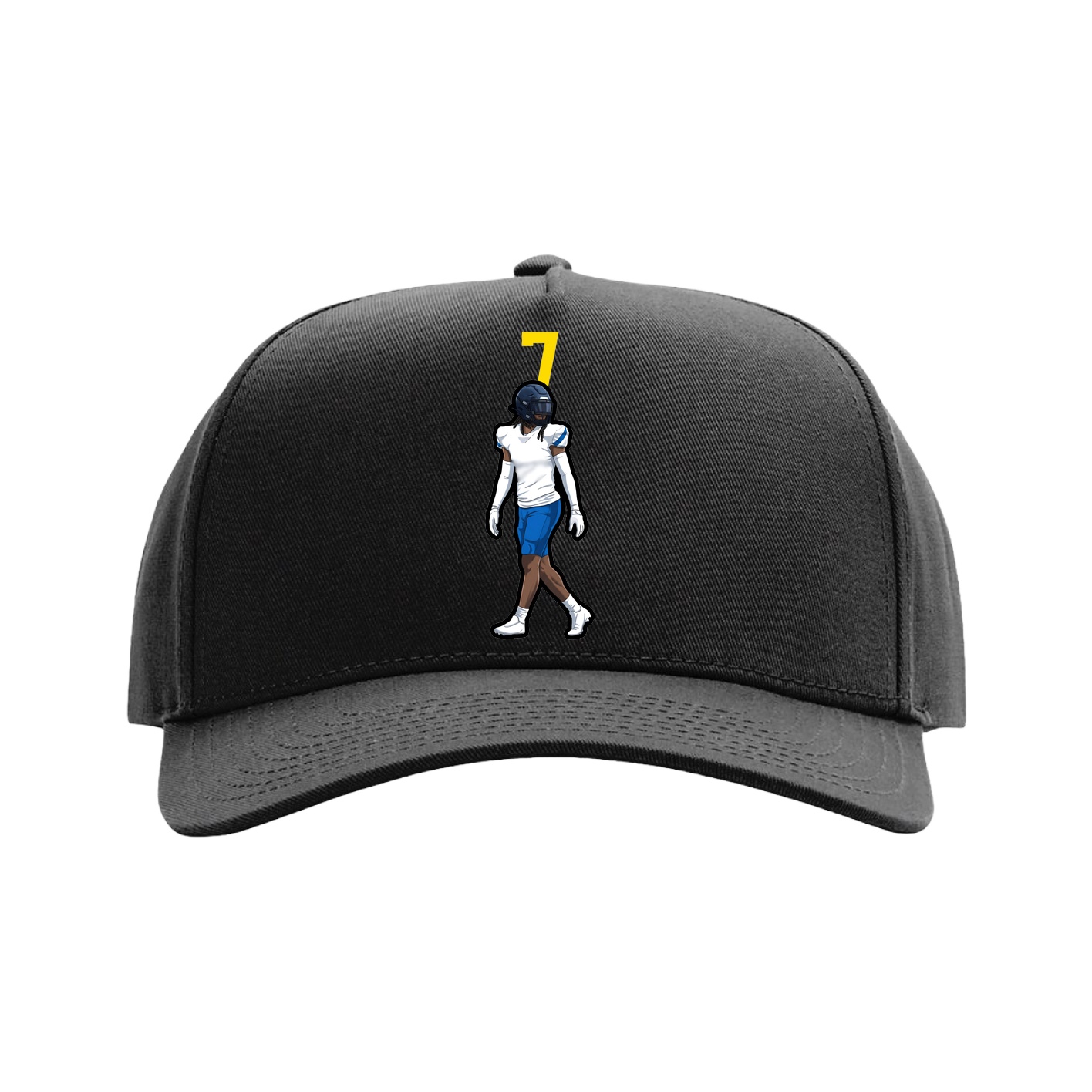 Full Fabric Five-Panel Champ Cap — Number Top in Black