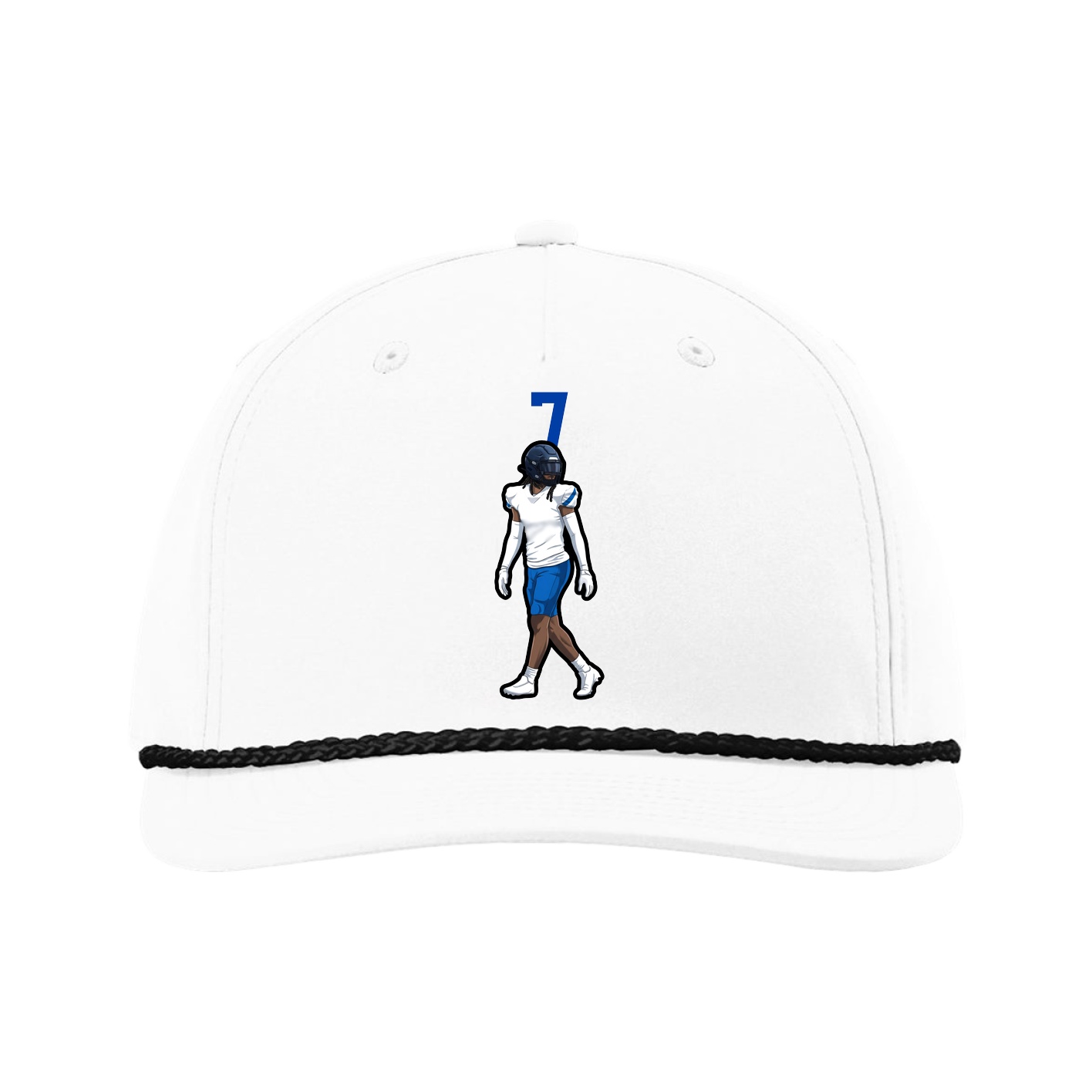 Five-Panel Classic Rope Cap — Number Top in White