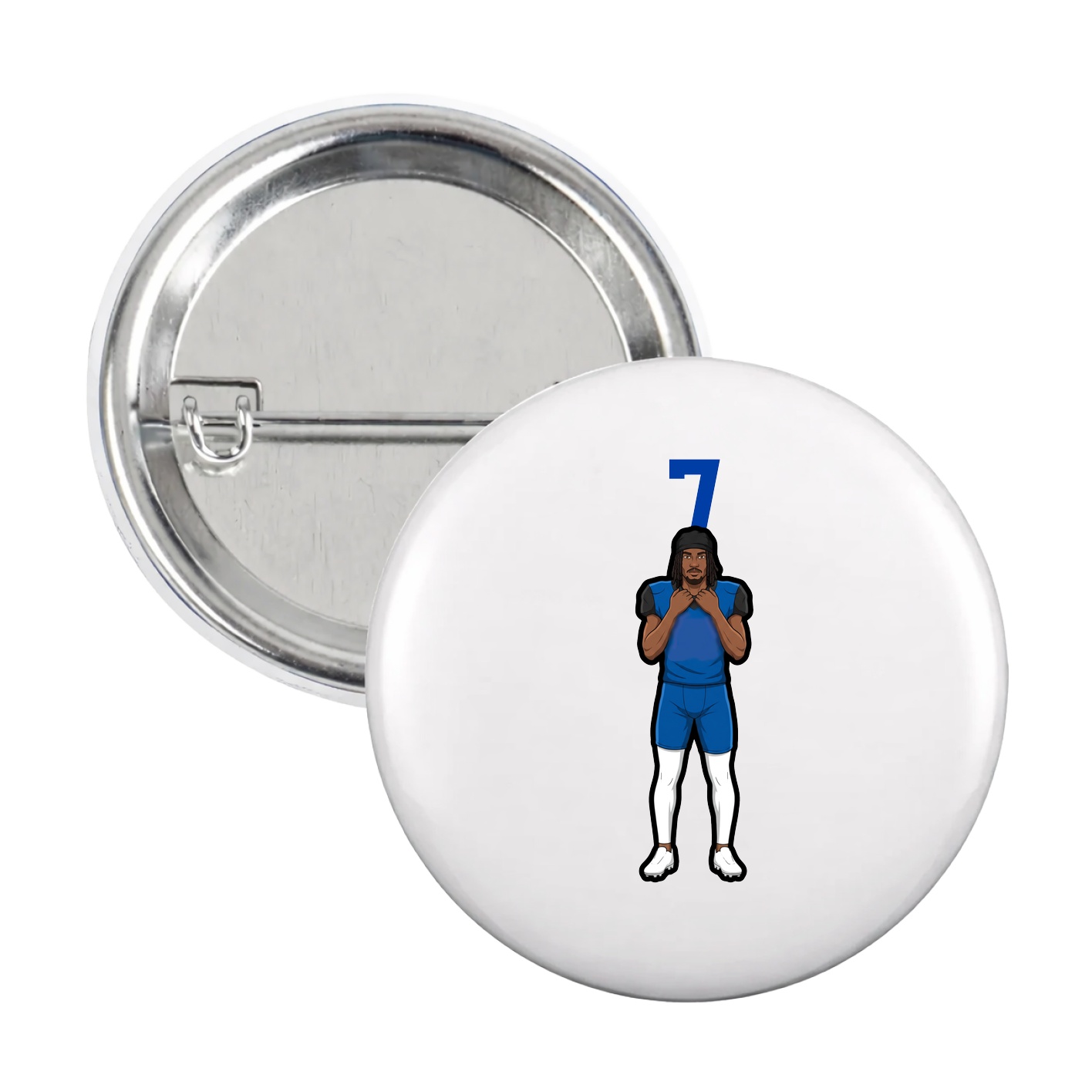 Game Day Button — Number Top in White