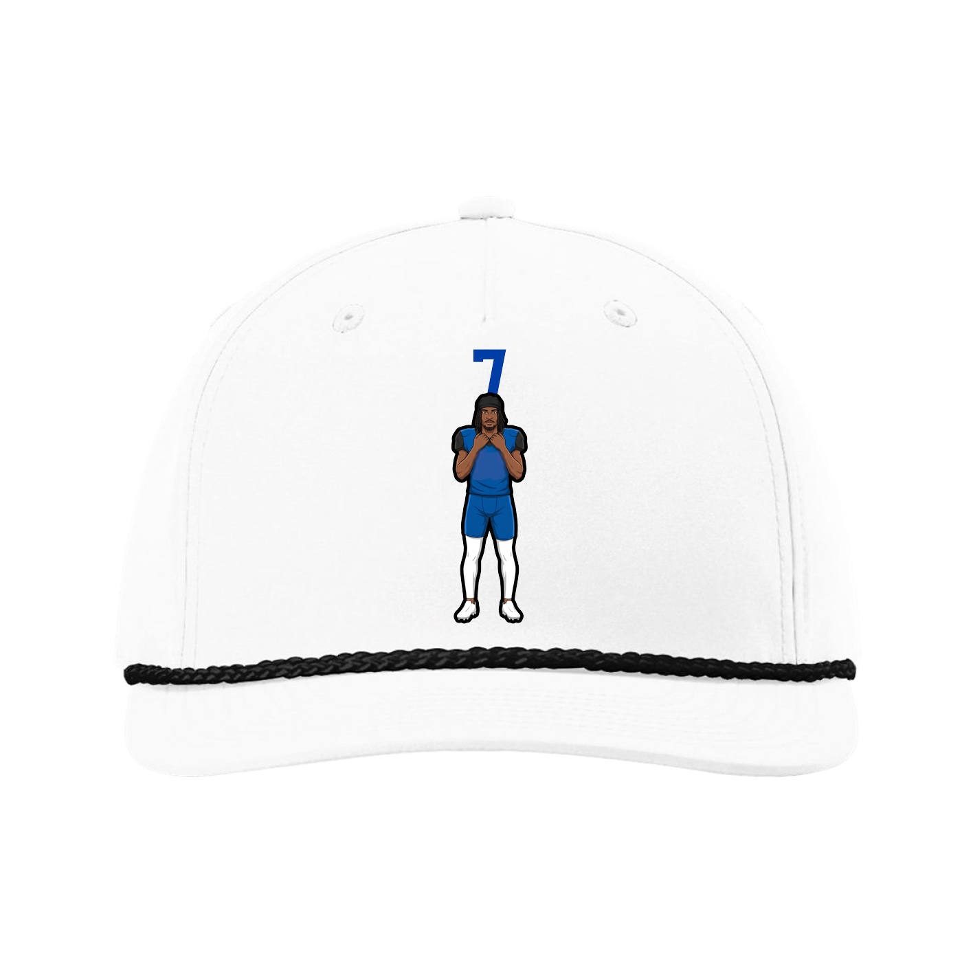Five-Panel Classic Rope Cap — Number Top in White