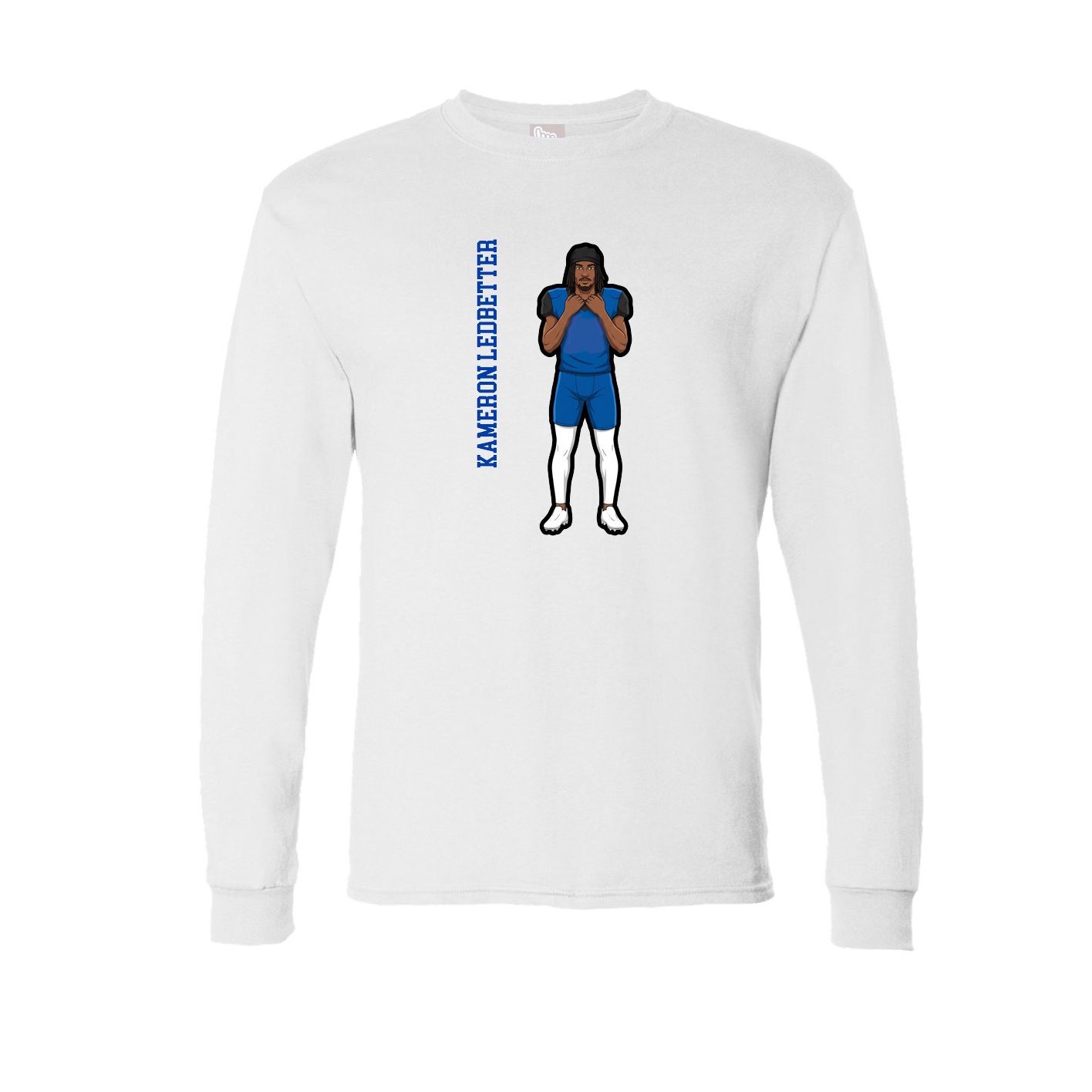 Long Sleeve Tee — Name Vertical in White