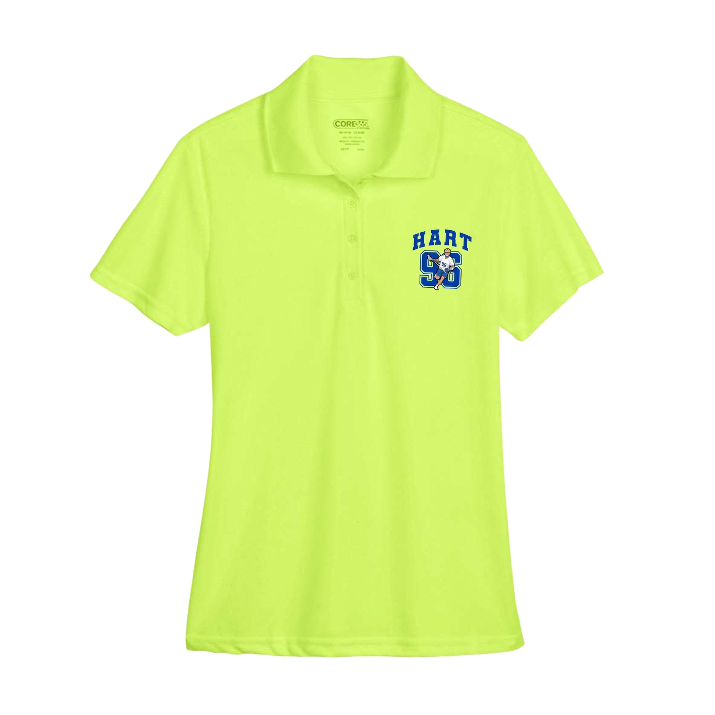 Womens Performance Polo — Number in Yellow