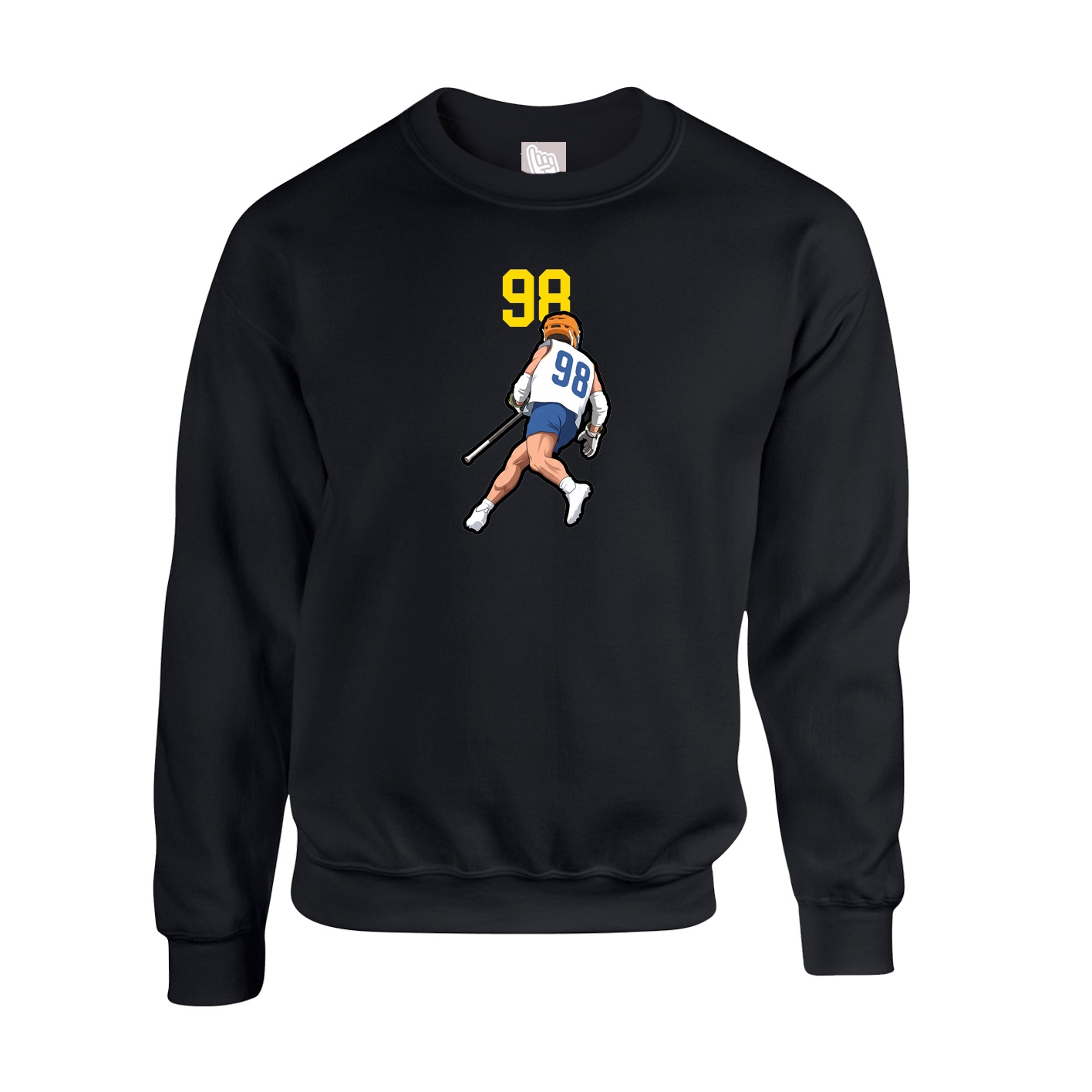 Fleece Crew — Number Top in Black