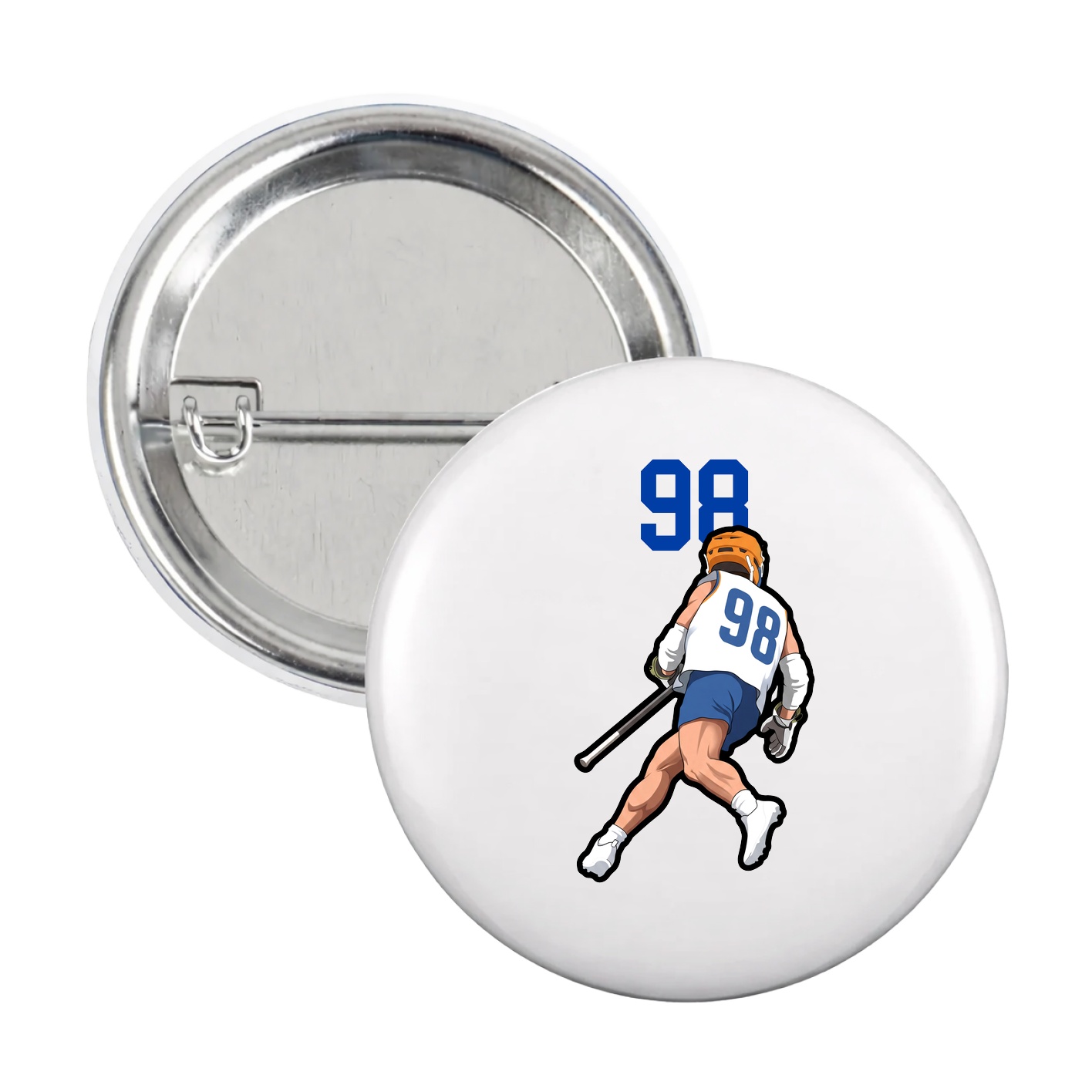 Game Day Button — Number Top in White