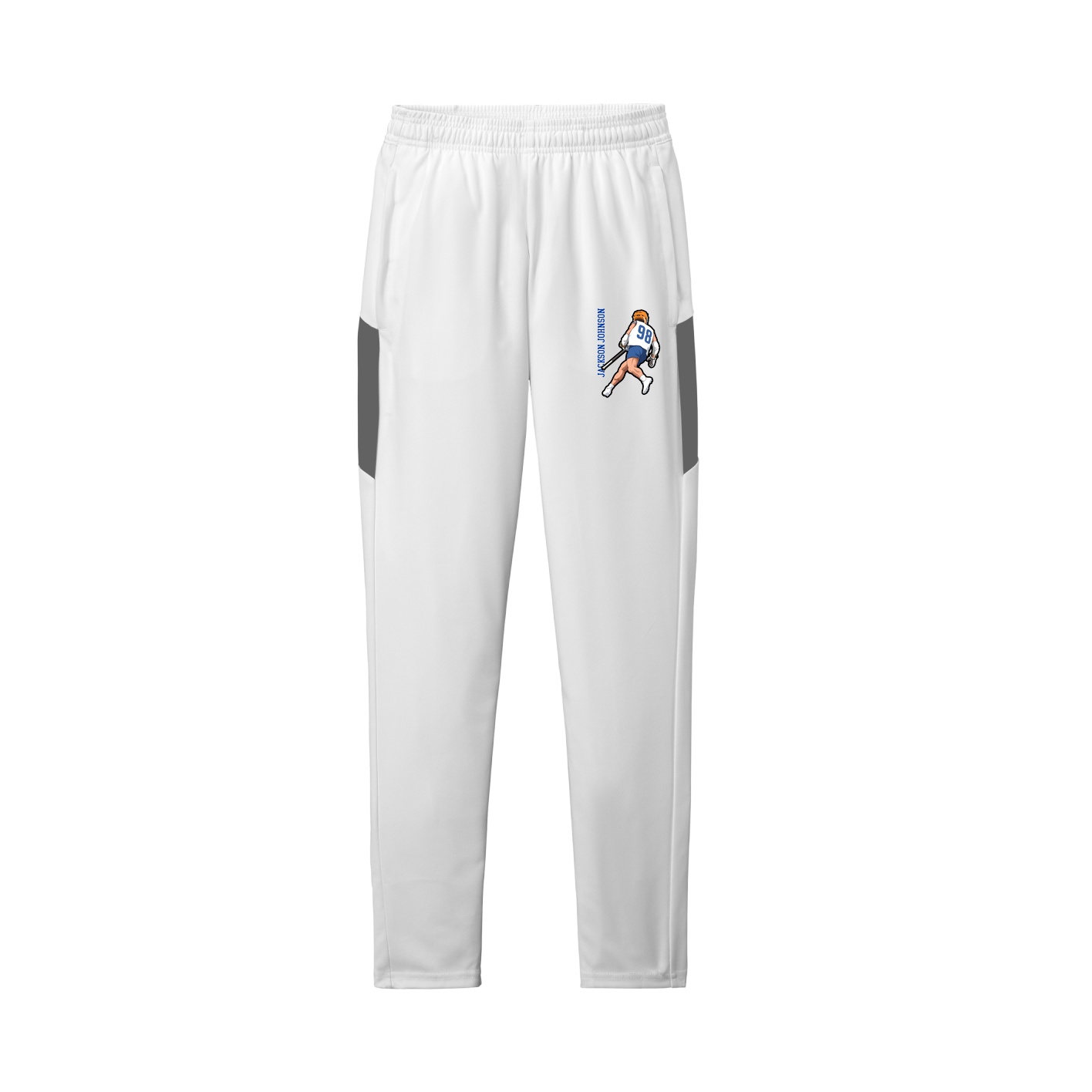 Team Travel Pant — Name Vertical in White/Grey