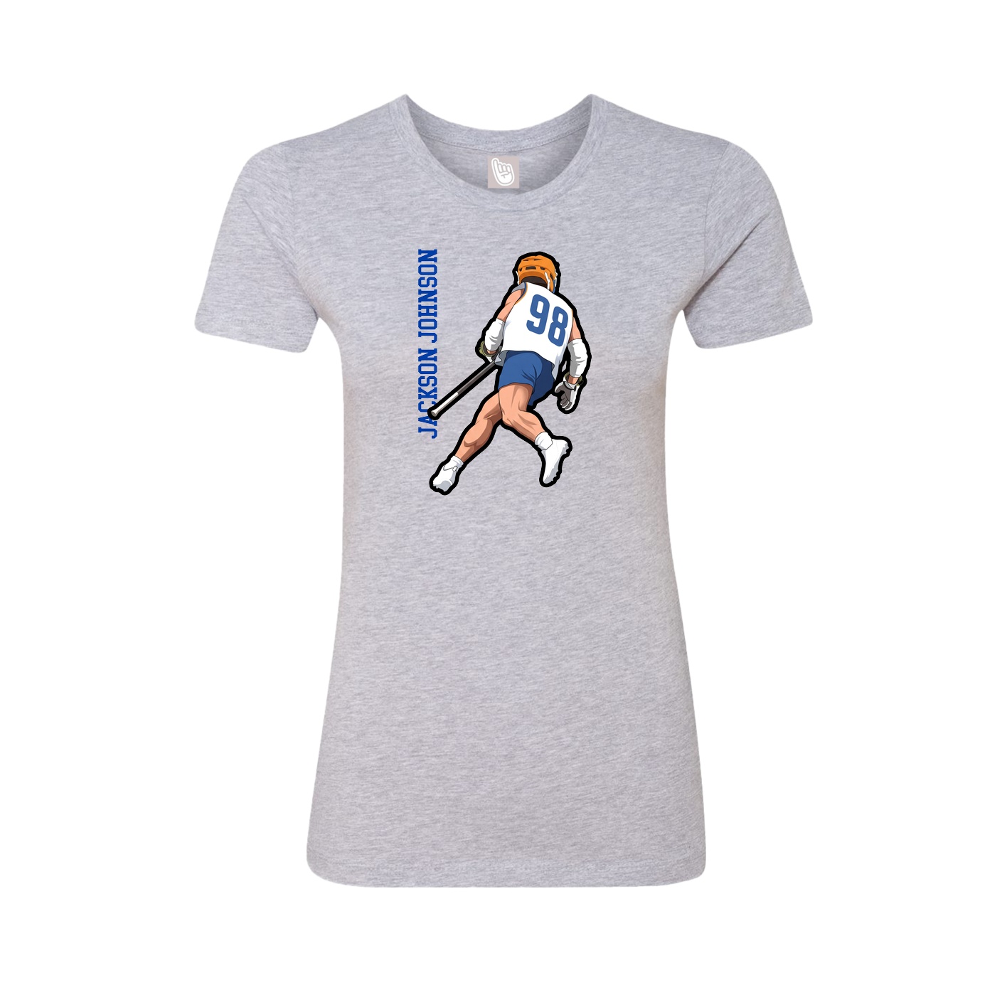 Fitted Women's Tee — Name Vertical in Grey