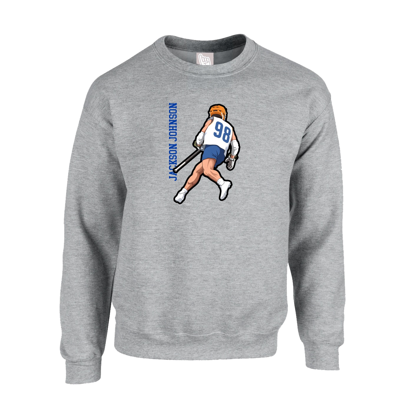 Fleece Crew — Name Vertical in Grey