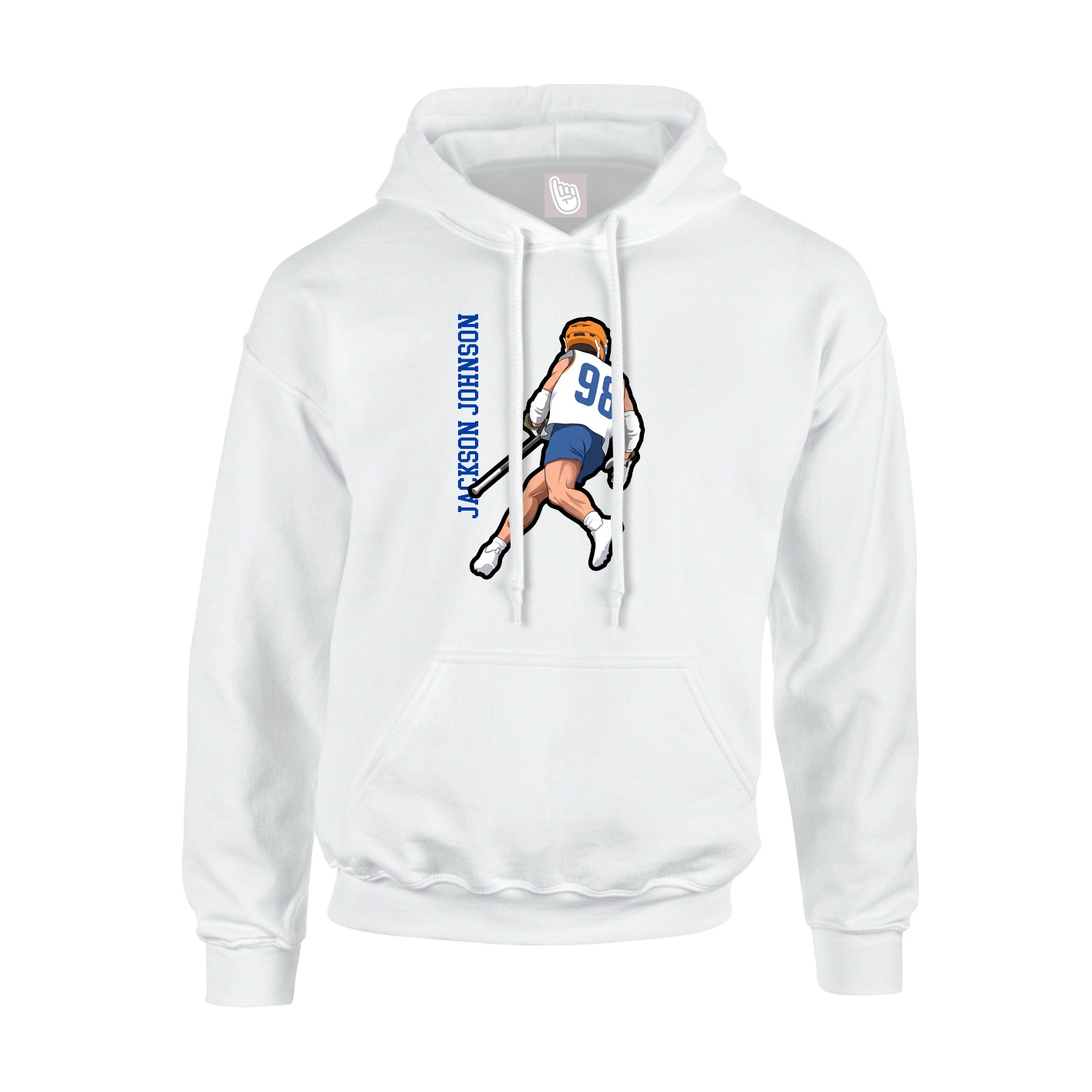 Youth Hoodie — Name Vertical in White