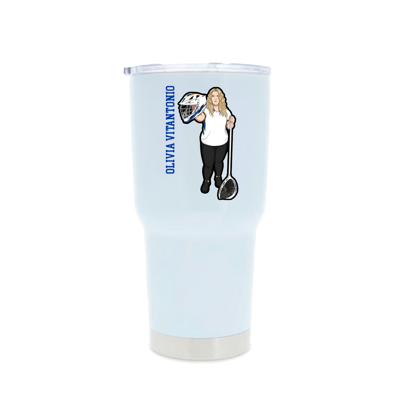 30oz Stainless Steel Tumbler — Name Vertical in White