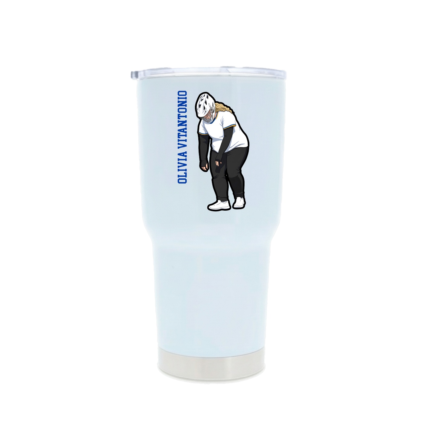 30oz Stainless Steel Tumbler — Name Vertical in White