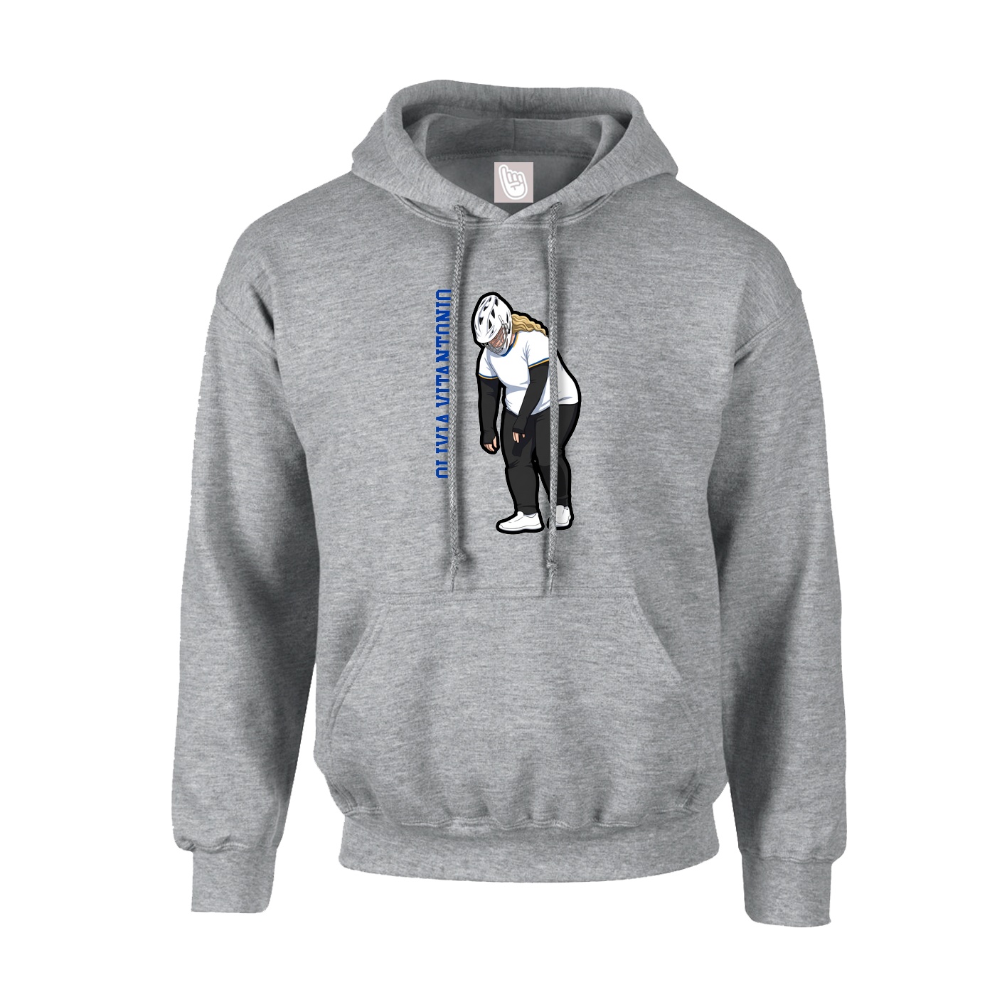 Hoodie — Name Vertical in Grey