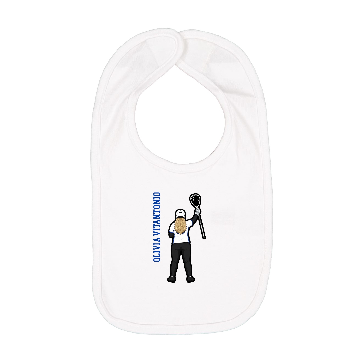 Infant Bib — Name Vertical in White