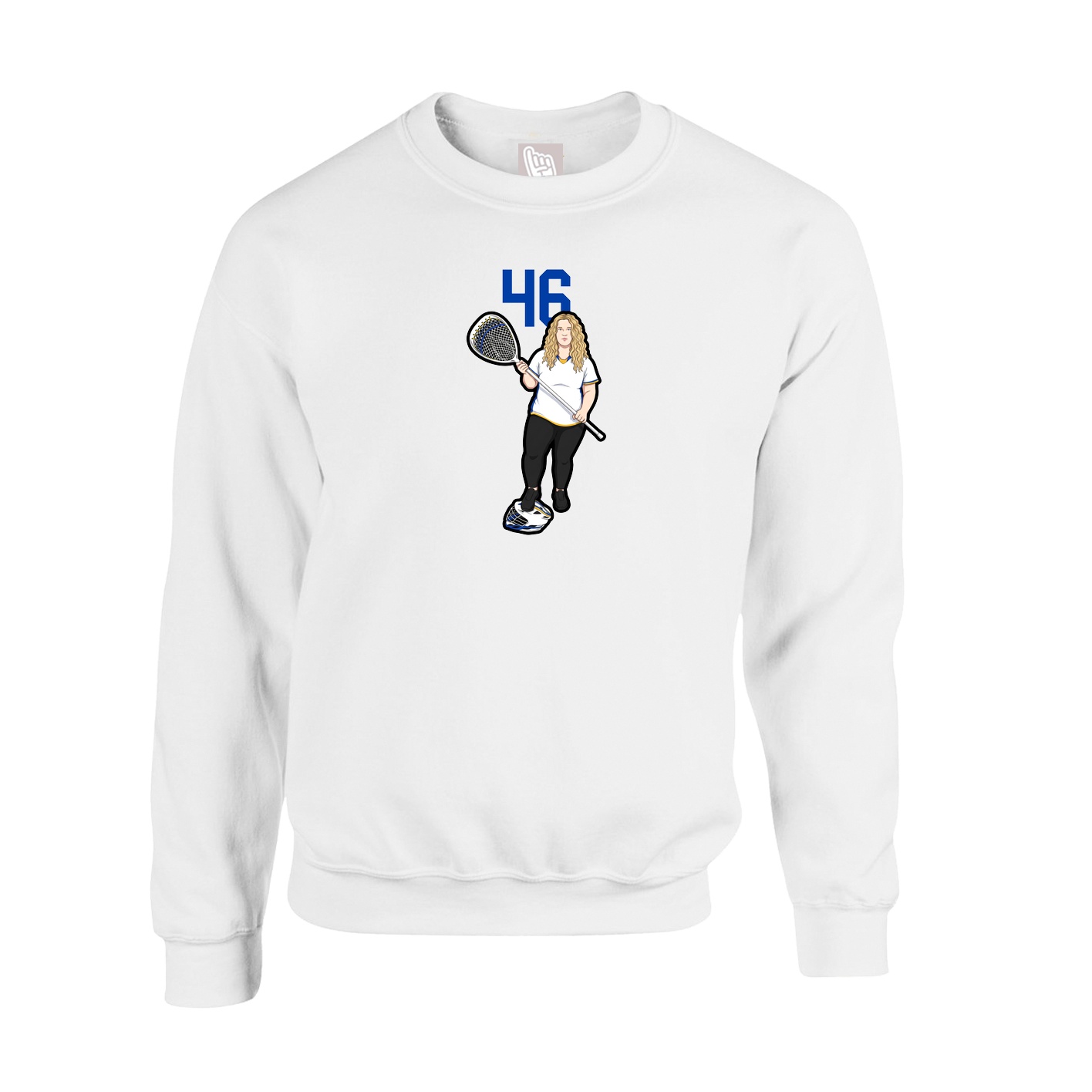 Fleece Crew — Number Top in White