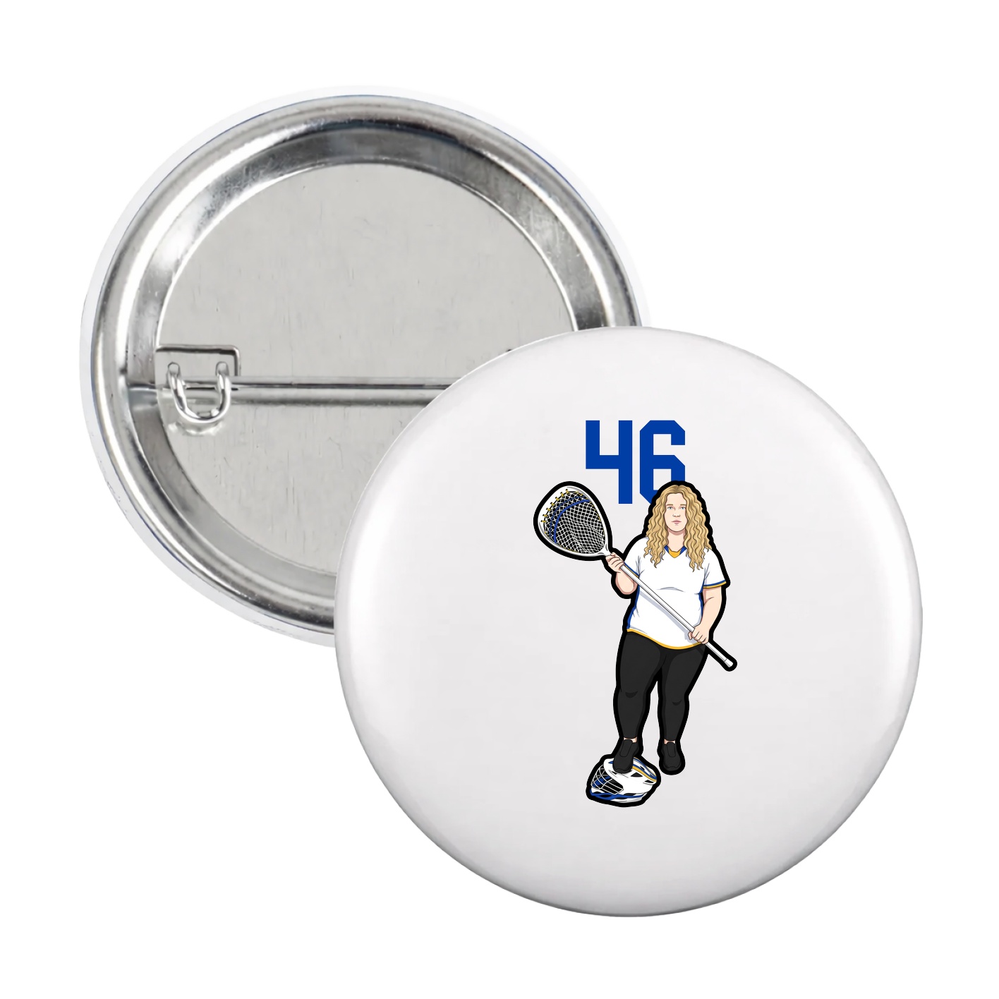 Game Day Button — Number Top in White