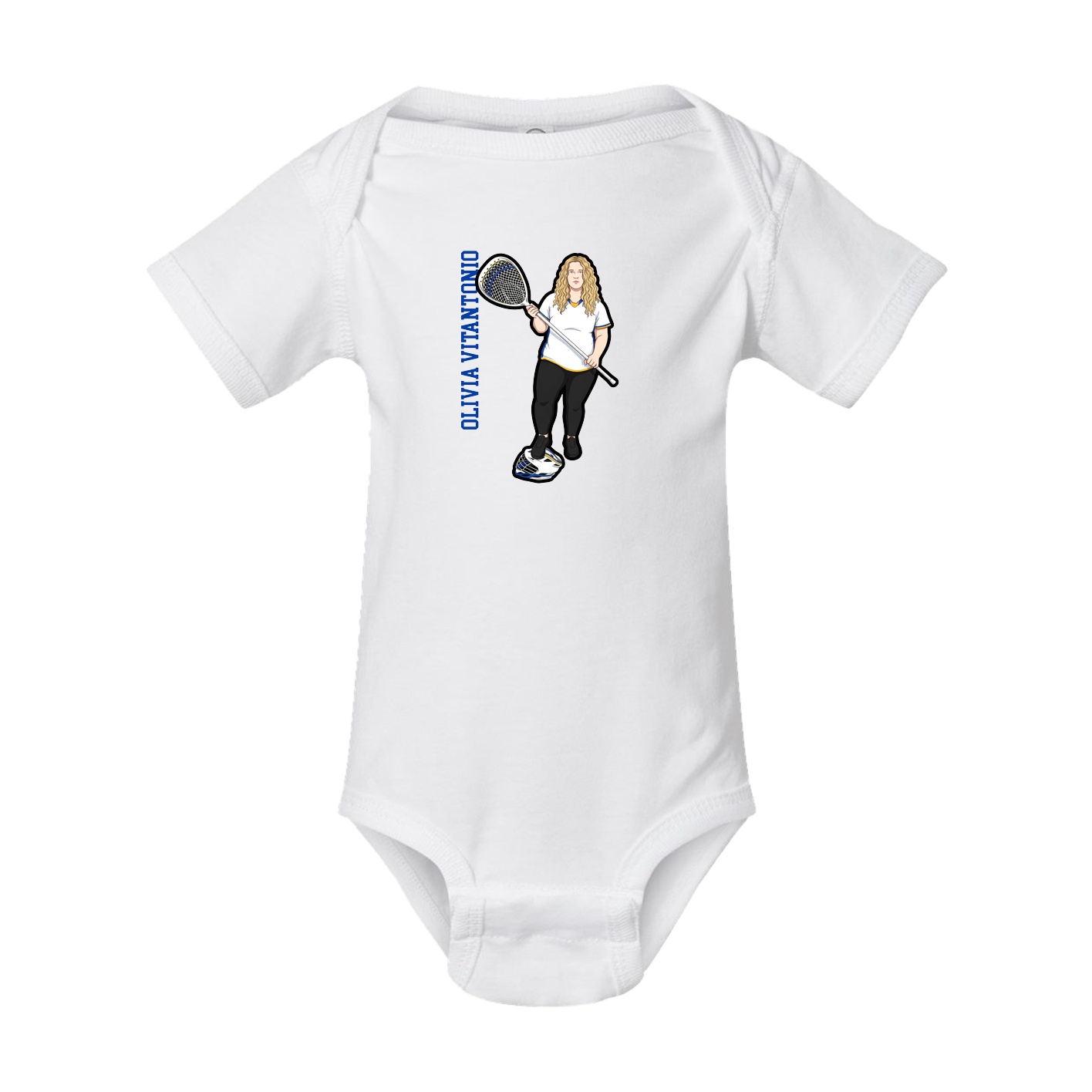Baby Onesie — Name Vertical in White