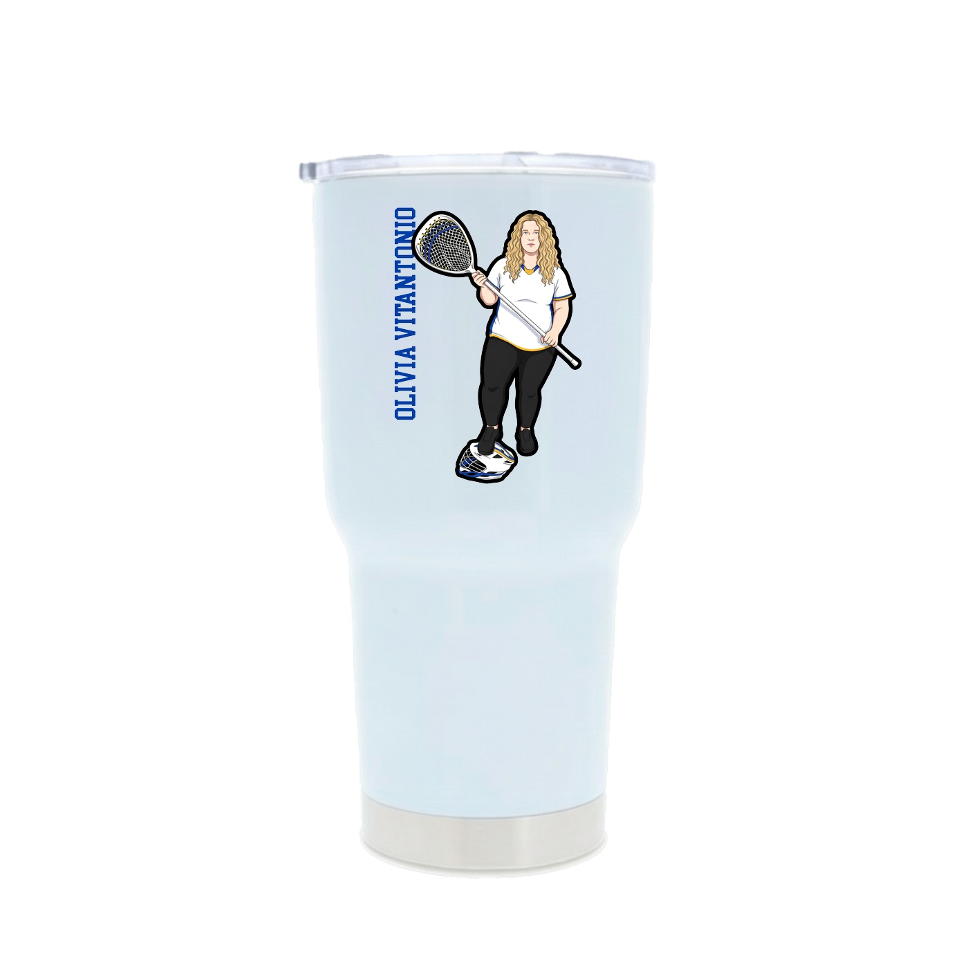 30oz Stainless Steel Tumbler — Name Vertical in White