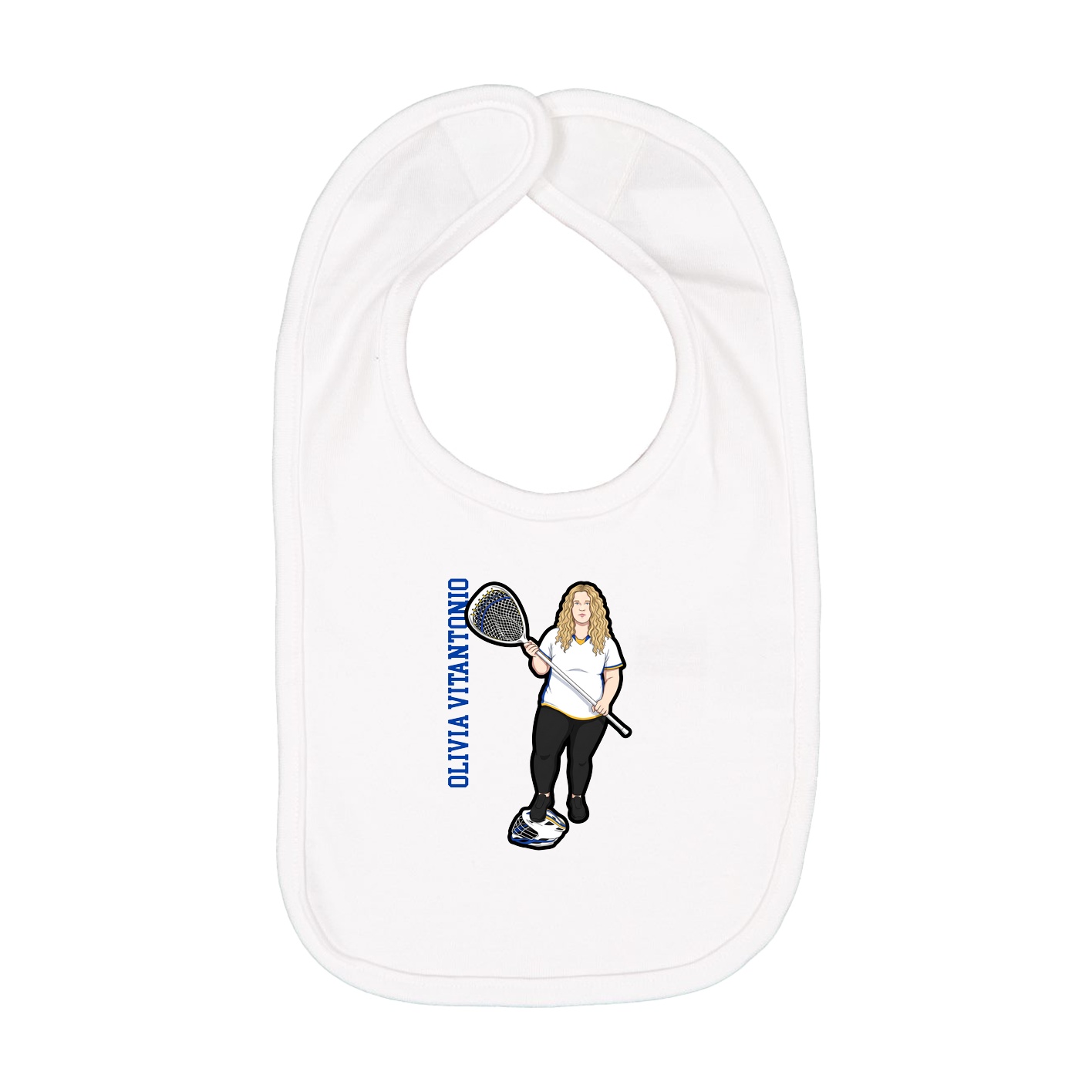 Infant Bib — Name Vertical in White
