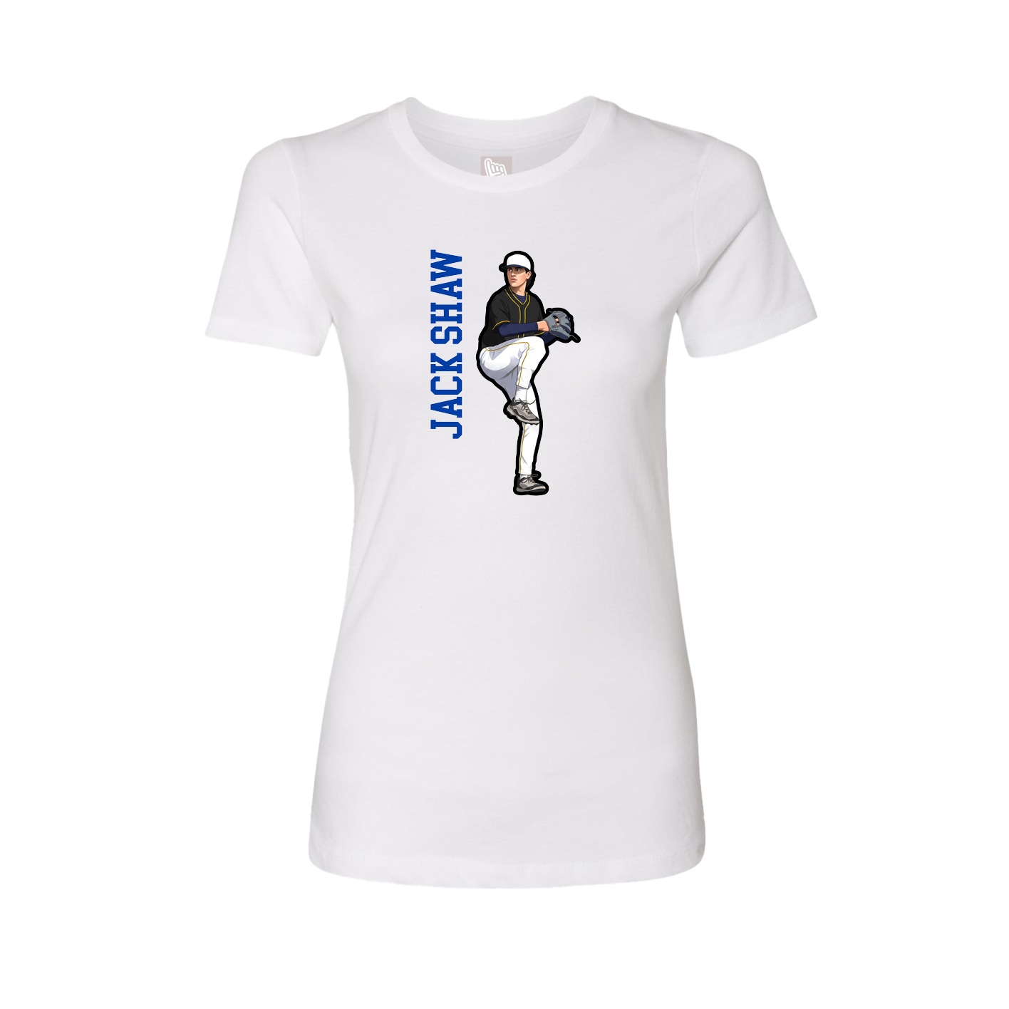 Fitted Women's Tee — Name Vertical in White