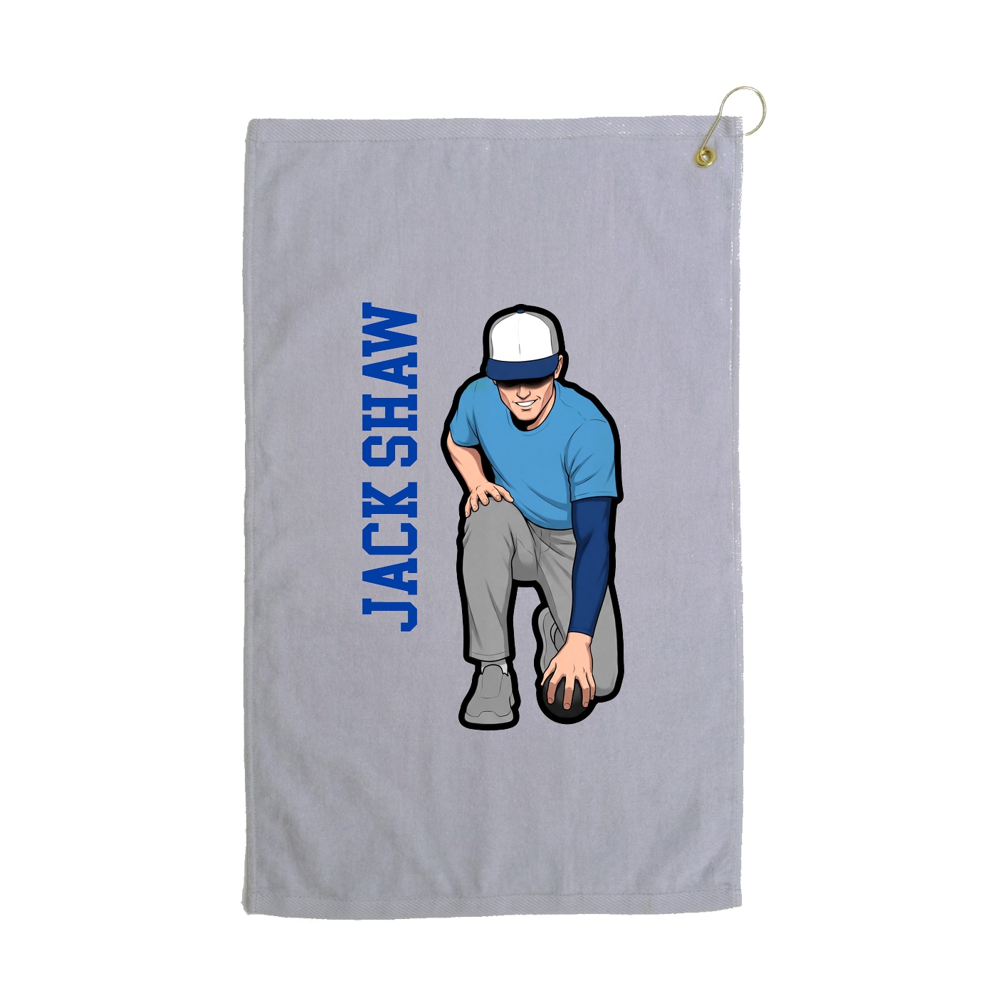 Golf Towel — Name Vertical in Grey