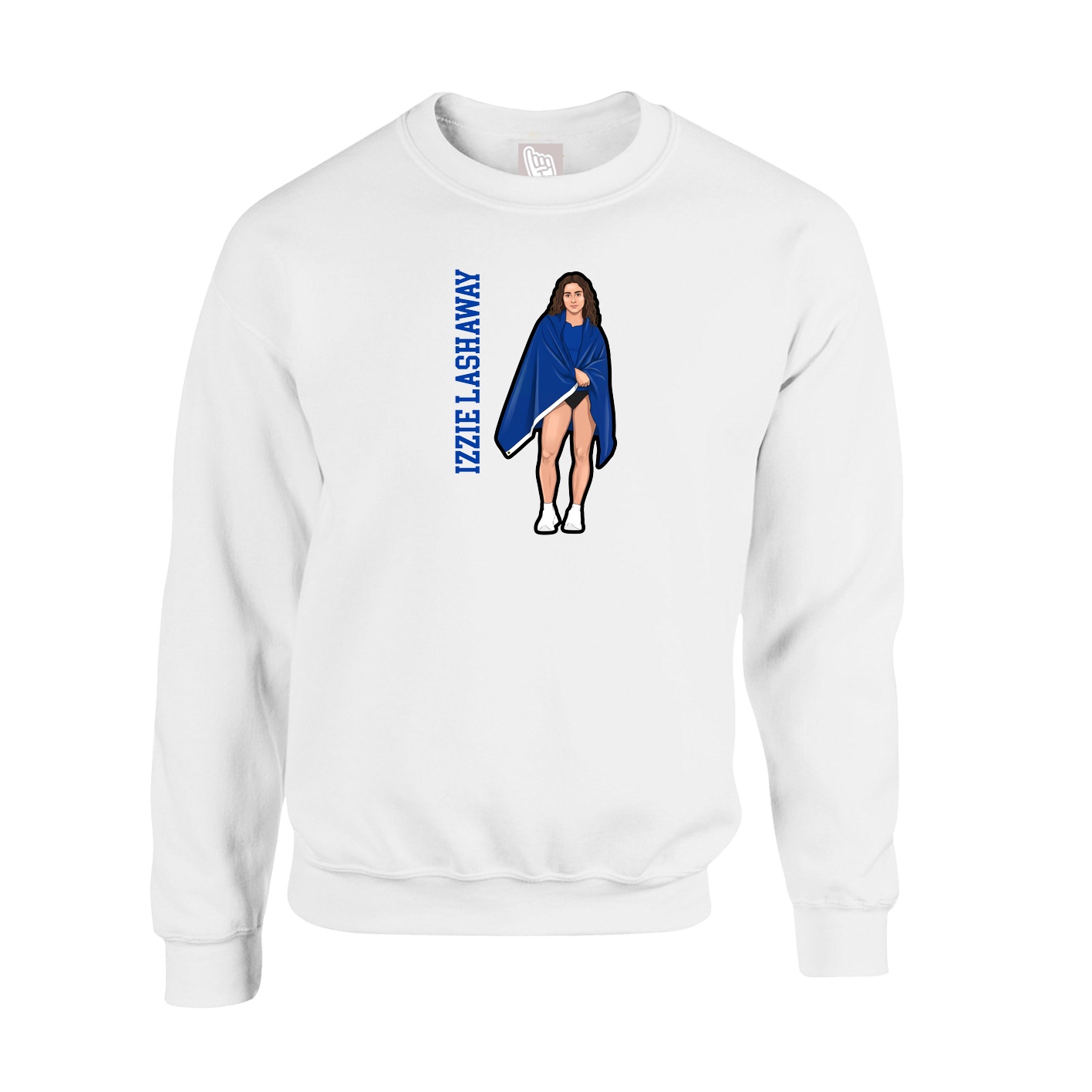 Fleece Crew — Name Vertical in White