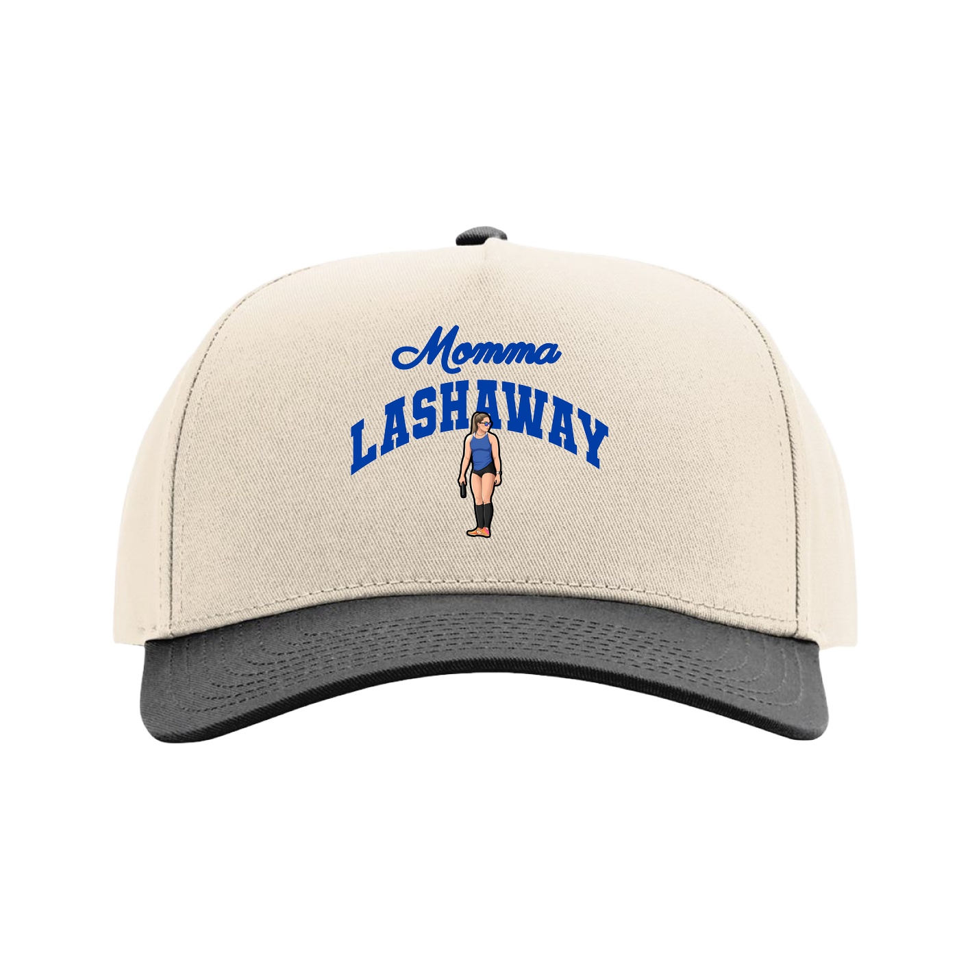 Full Fabric Five-Panel Champ Cap — Mothers Day Arch in Cream/Black