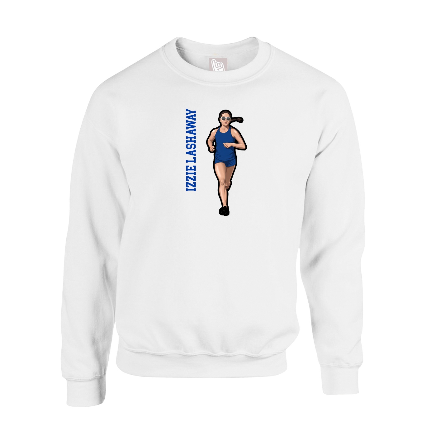 Fleece Crew — Name Vertical in White