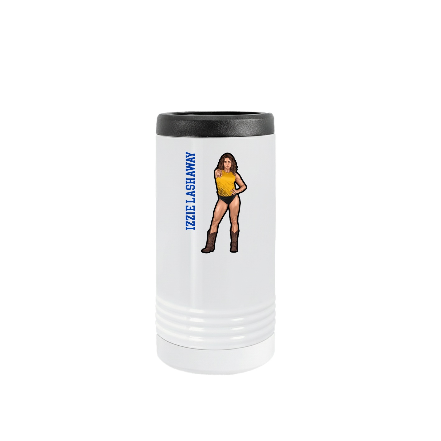 Slim Beverage Holder — Name Vertical in White