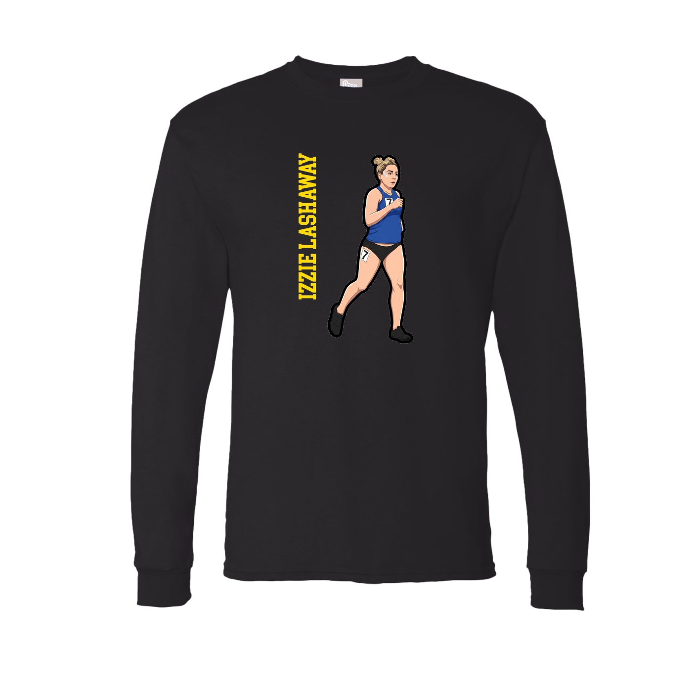 Long Sleeve Tee — Name Vertical in Black