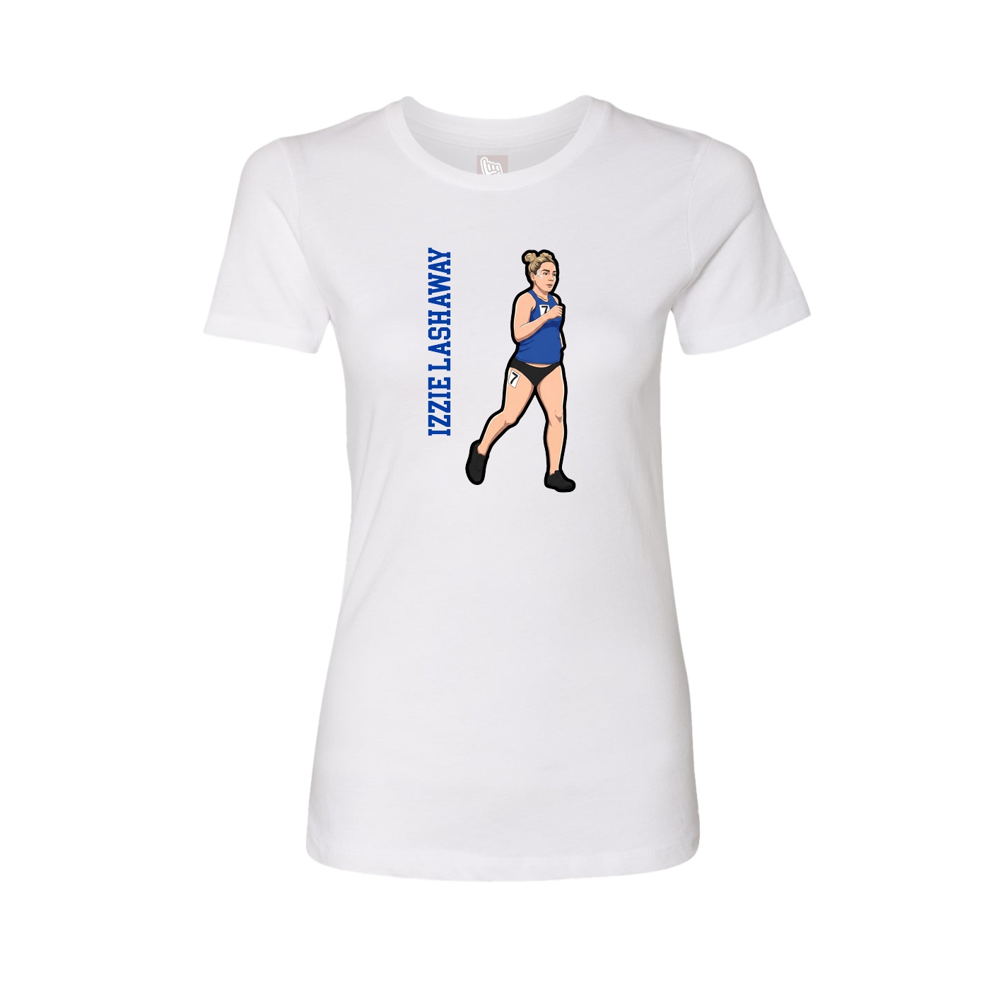 Fitted Women's Tee — Name Vertical in White