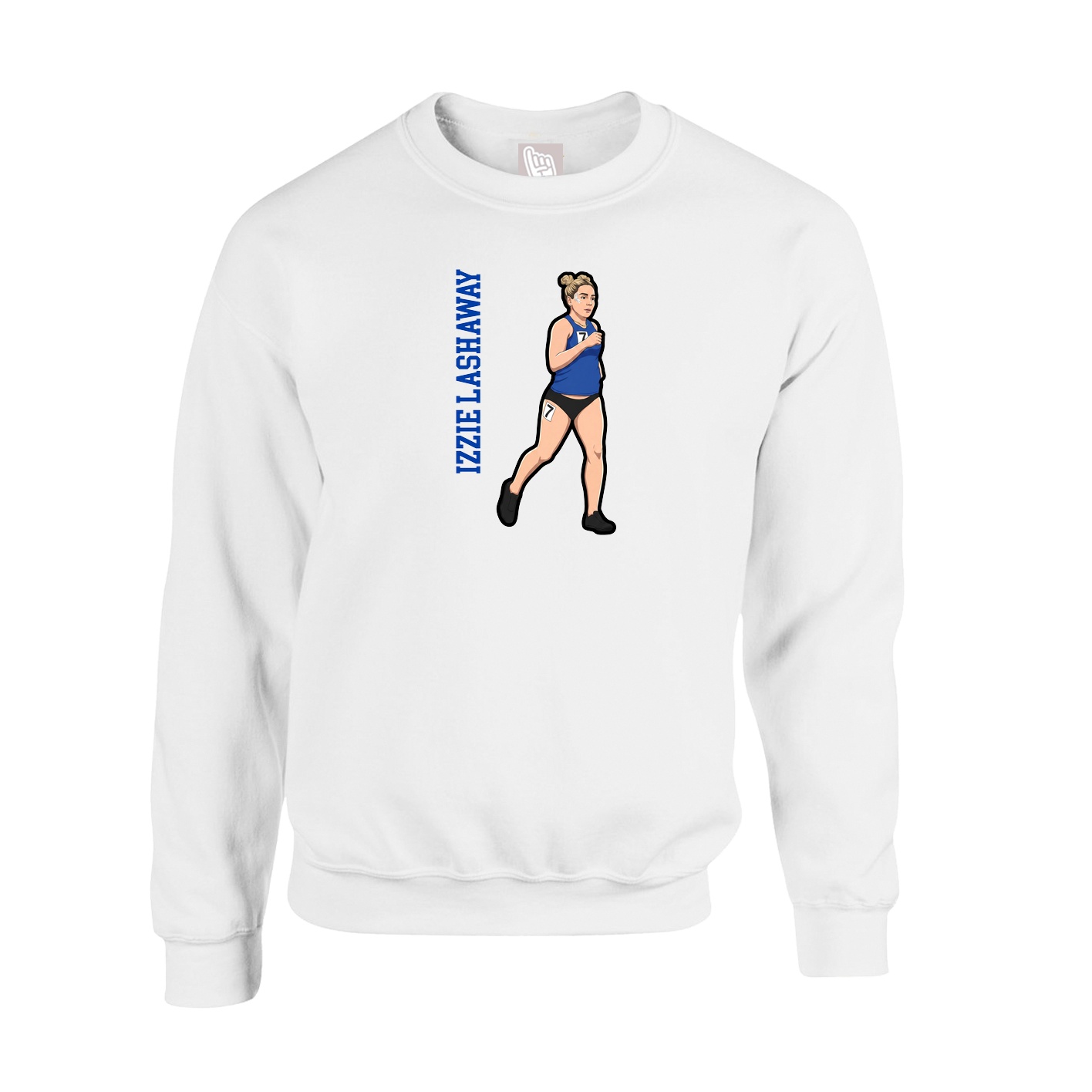 Fleece Crew — Name Vertical in White