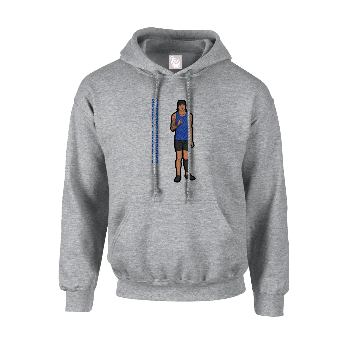 Youth Hoodie — Name Vertical in Grey