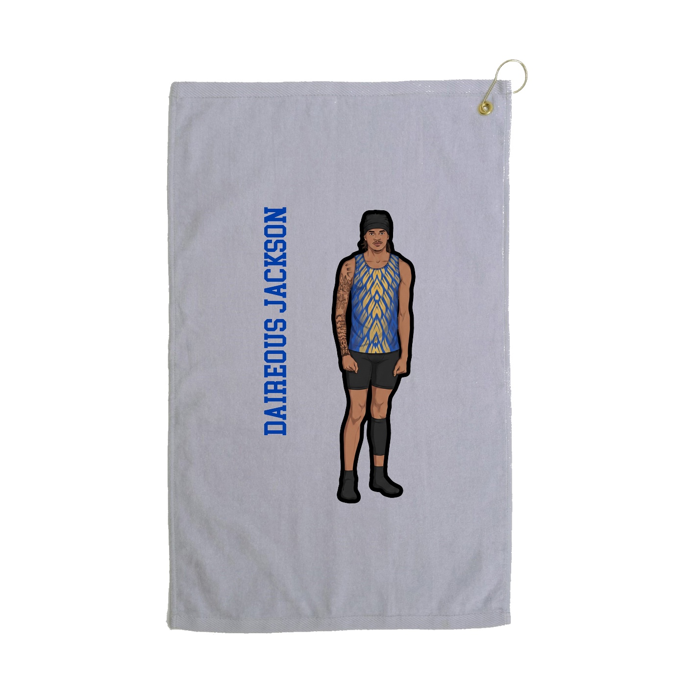 Golf Towel — Name Vertical in Grey