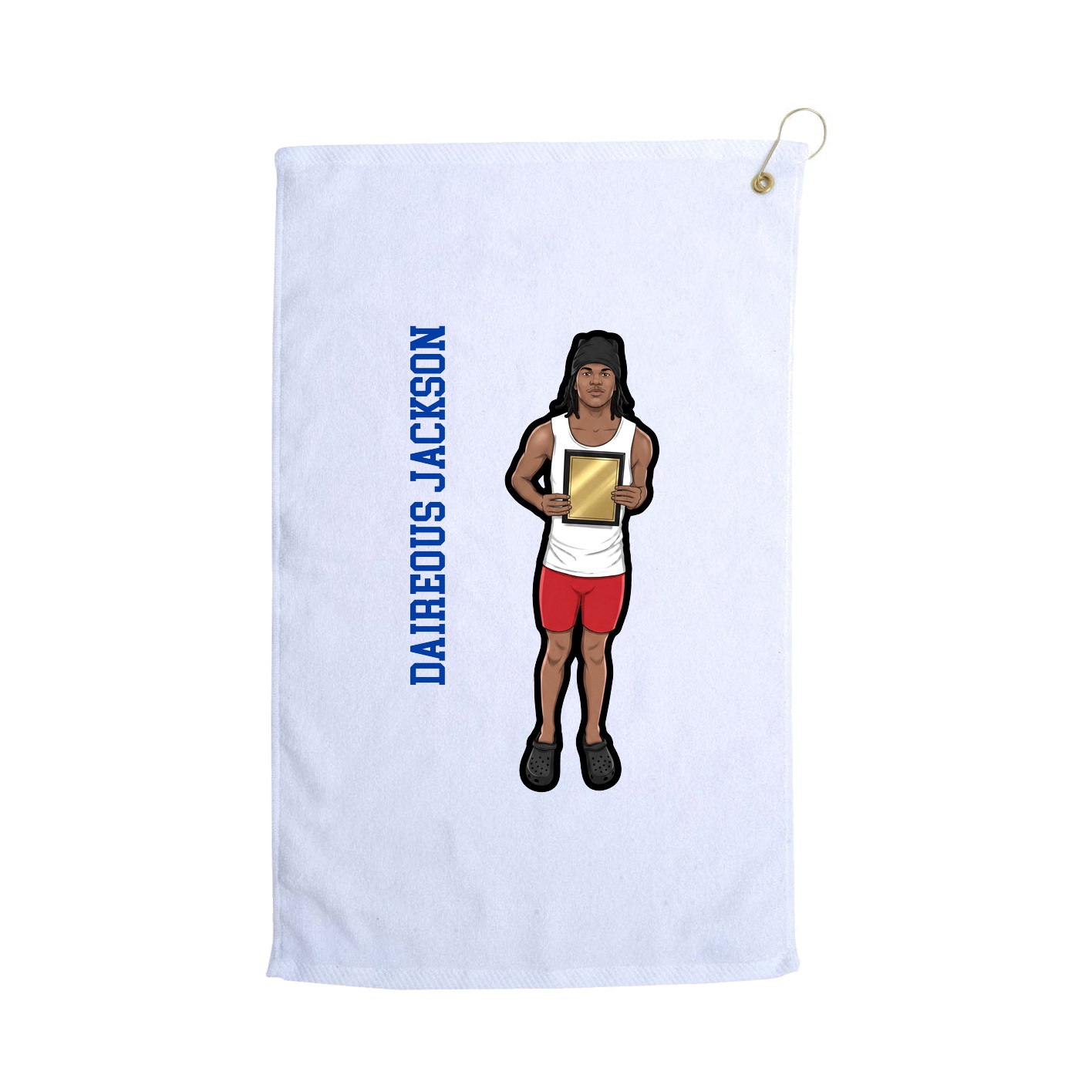Golf Towel — Name Vertical in White