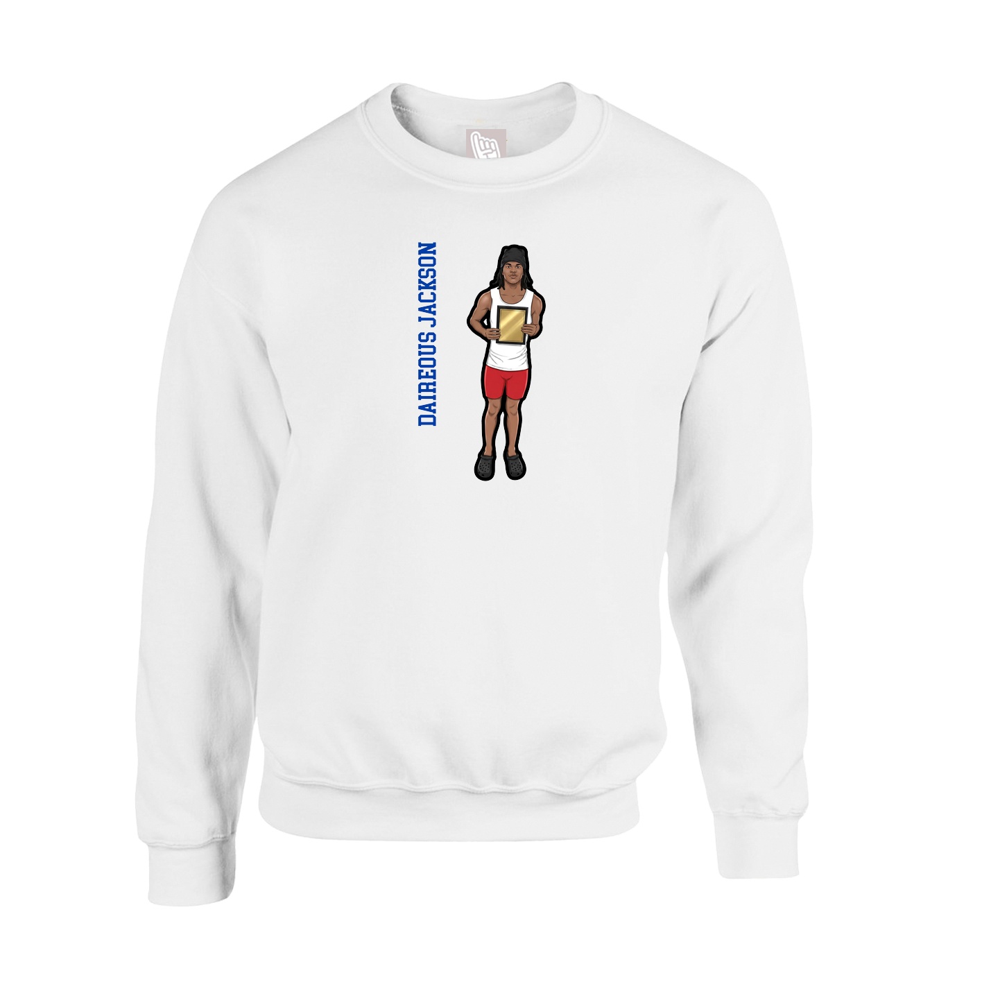 Fleece Crew — Name Vertical in White