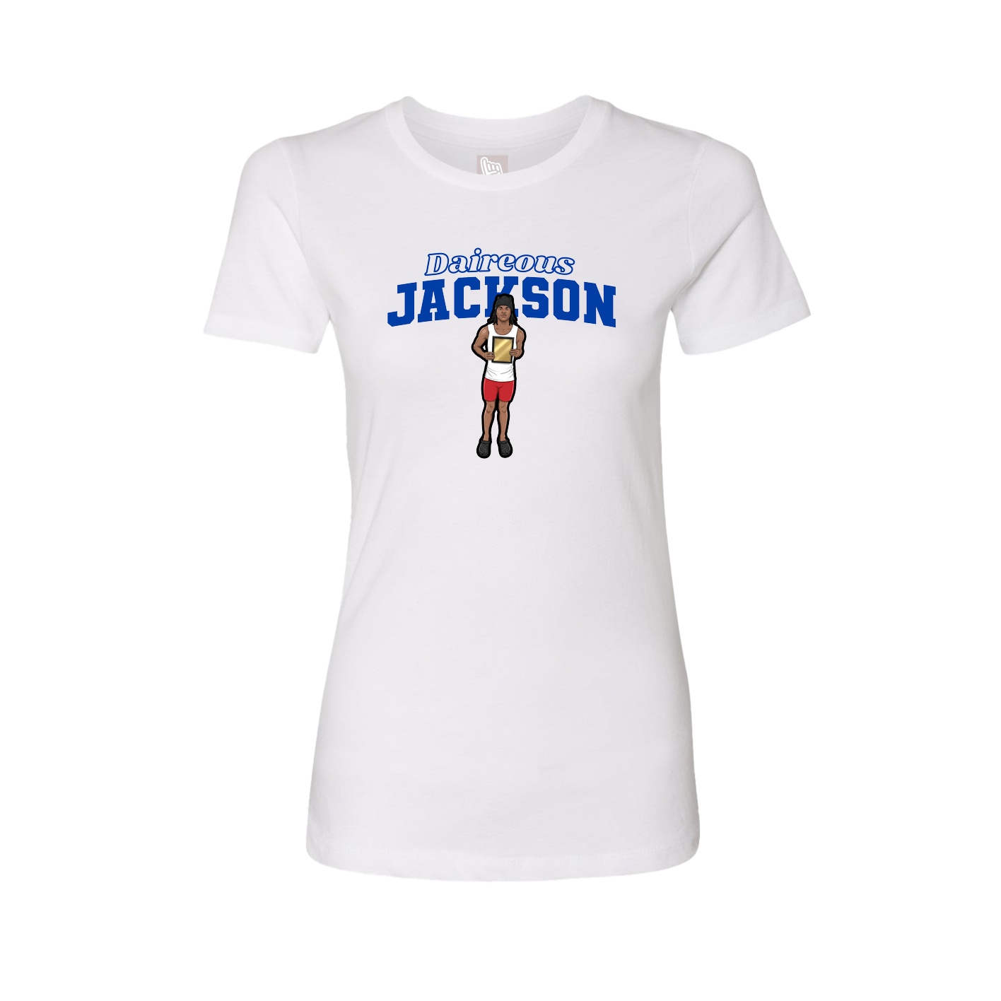 Fitted Women's Tee — Name Arch in White