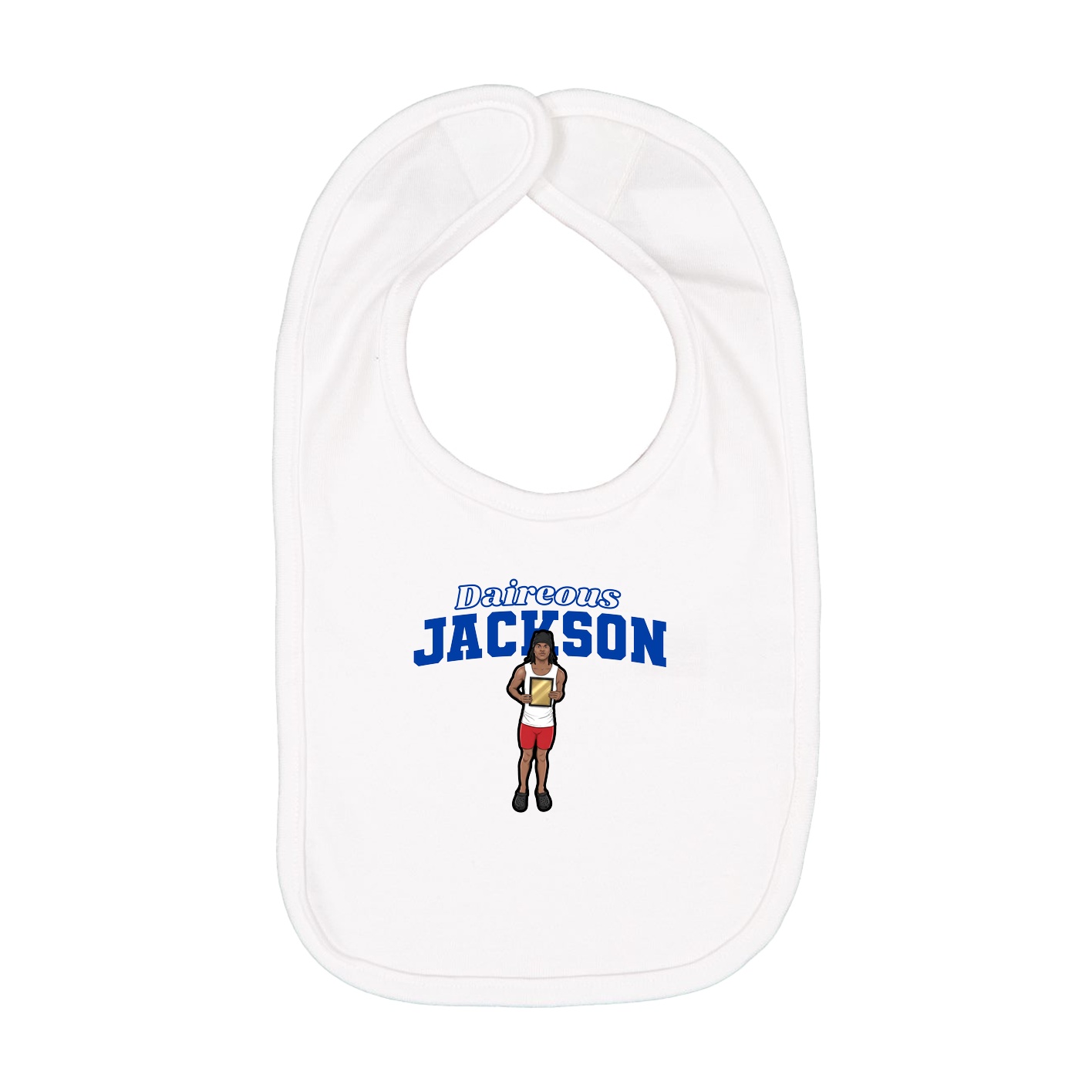 Infant Bib — Name Arch in White