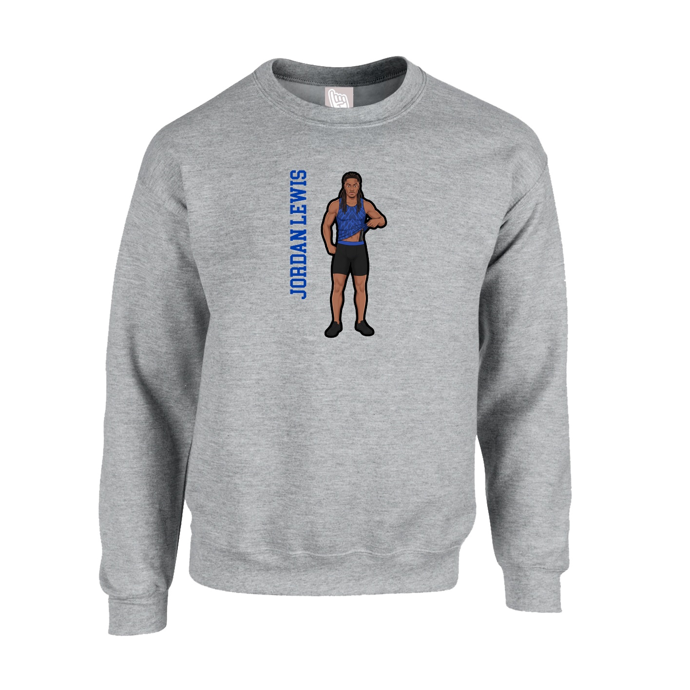 Fleece Crew — Name Vertical in Grey