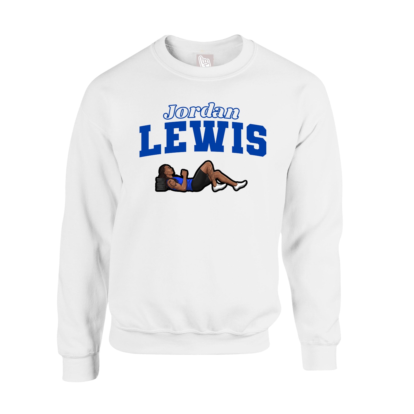 Fleece Crew — Name Arch in White