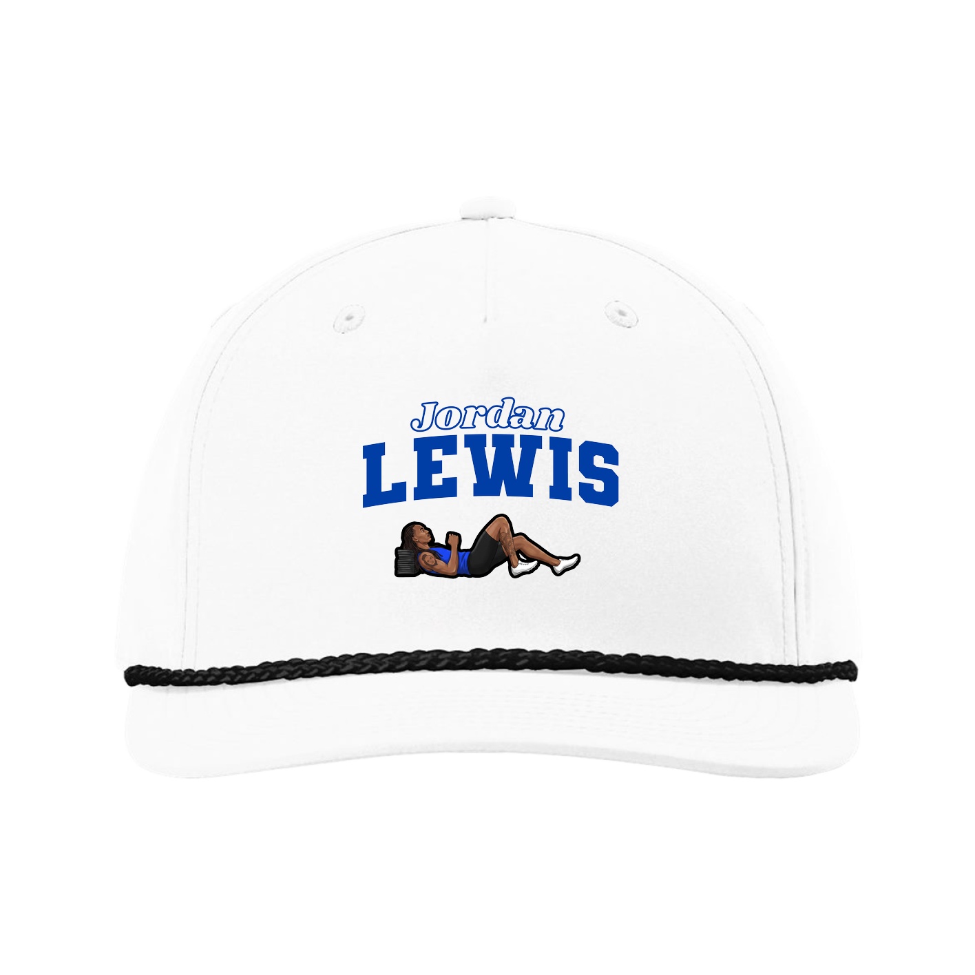 Five-Panel Classic Rope Cap — Name Arch in White