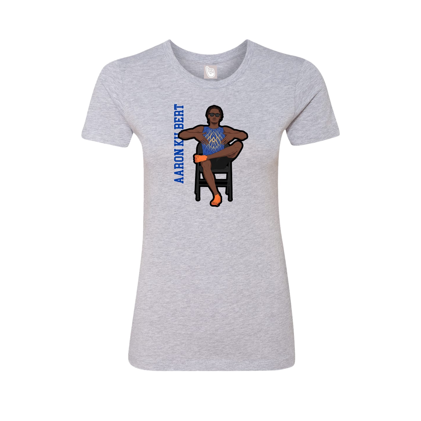 Fitted Women's Tee — Name Vertical in Grey