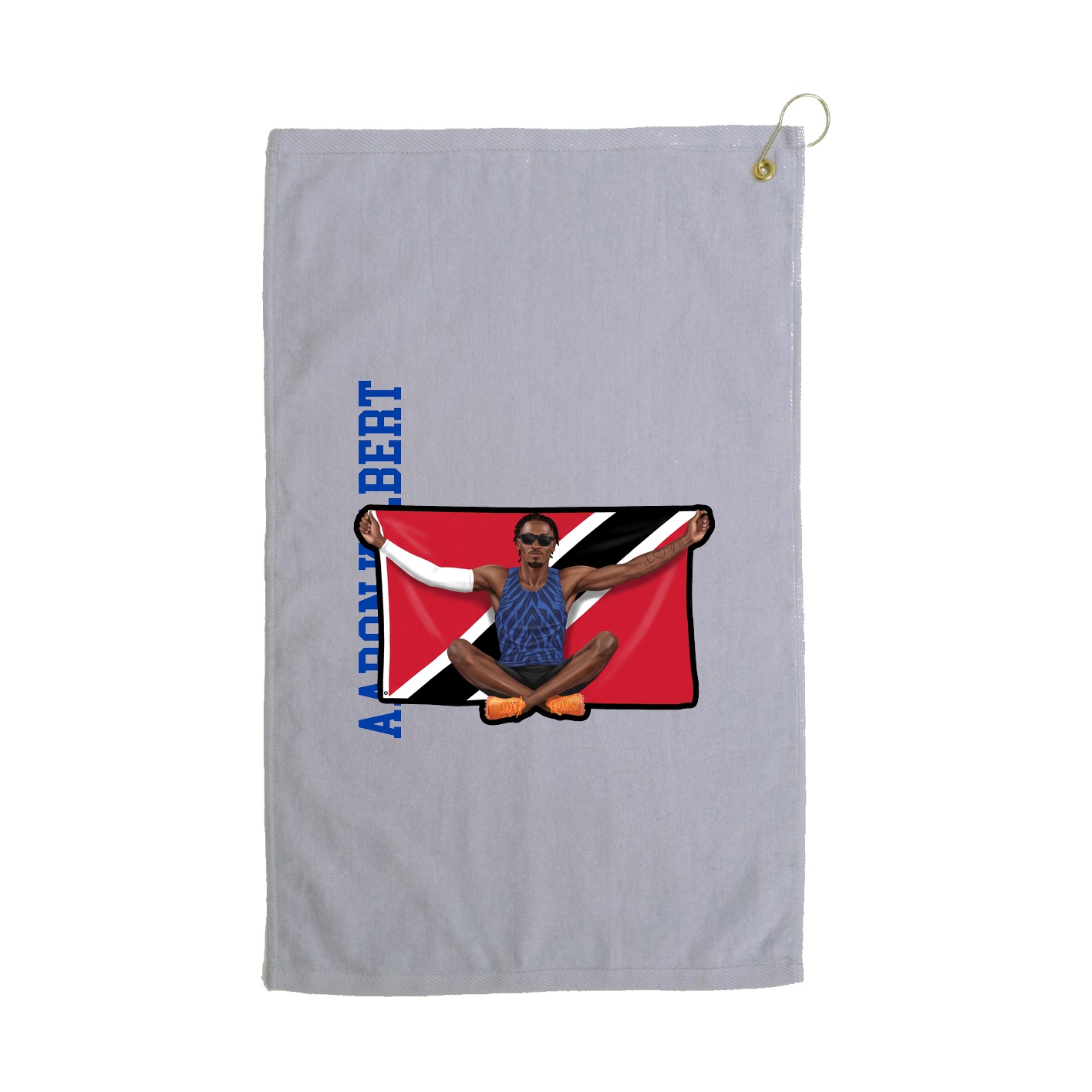 Golf Towel — Name Vertical in Grey